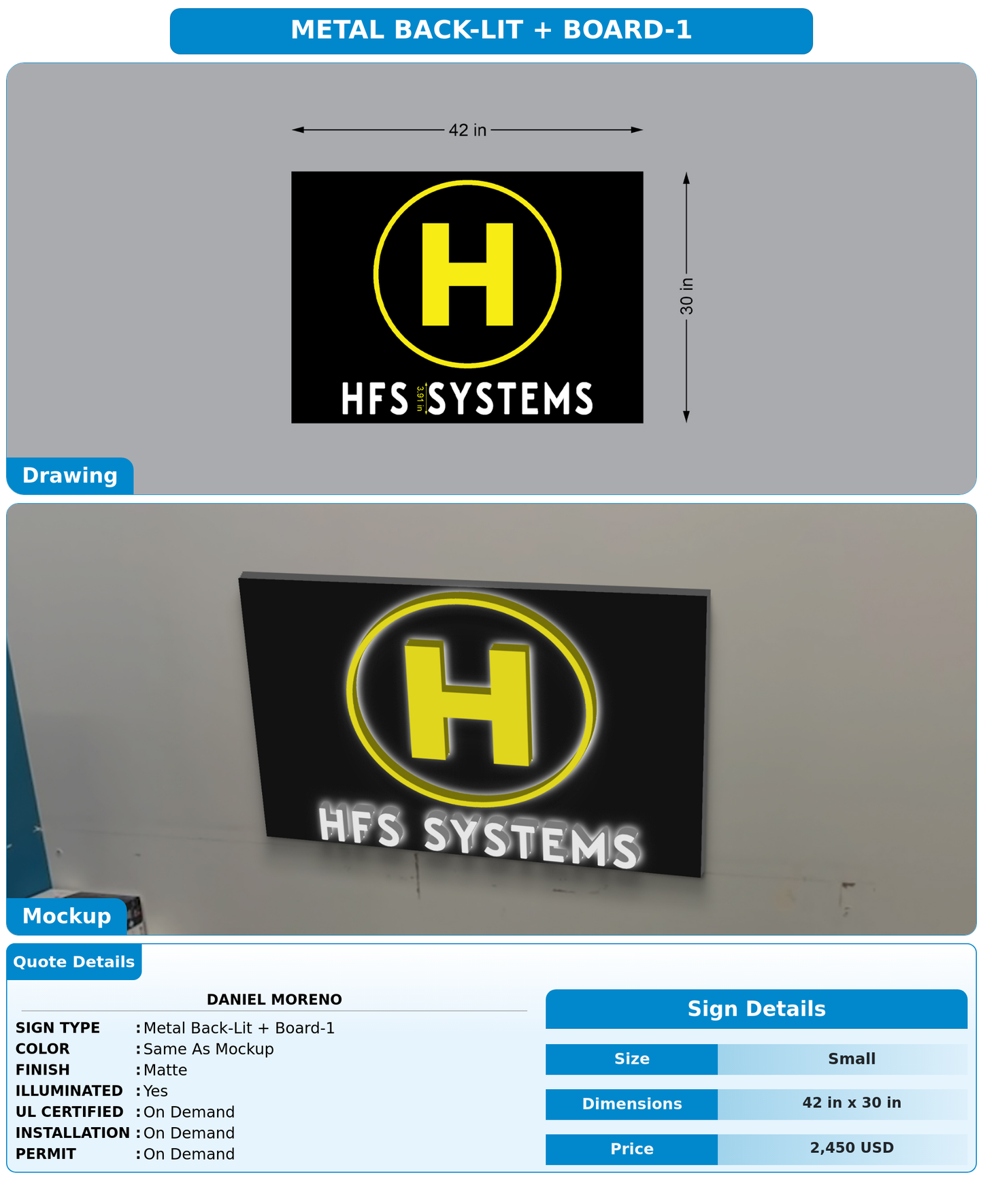 CUSTOM MOCKUP SIGN FOR Daniel Moreno