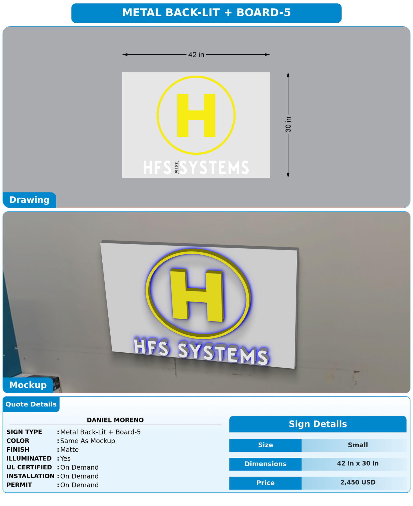 CUSTOM MOCKUP SIGN FOR Daniel Moreno