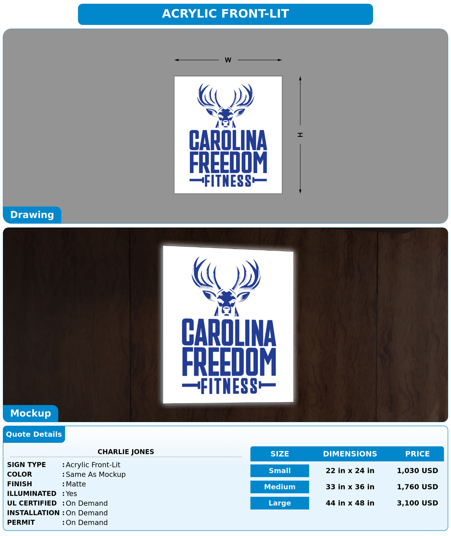CUSTOM MOCKUP SIGN FOR Charlie Jones