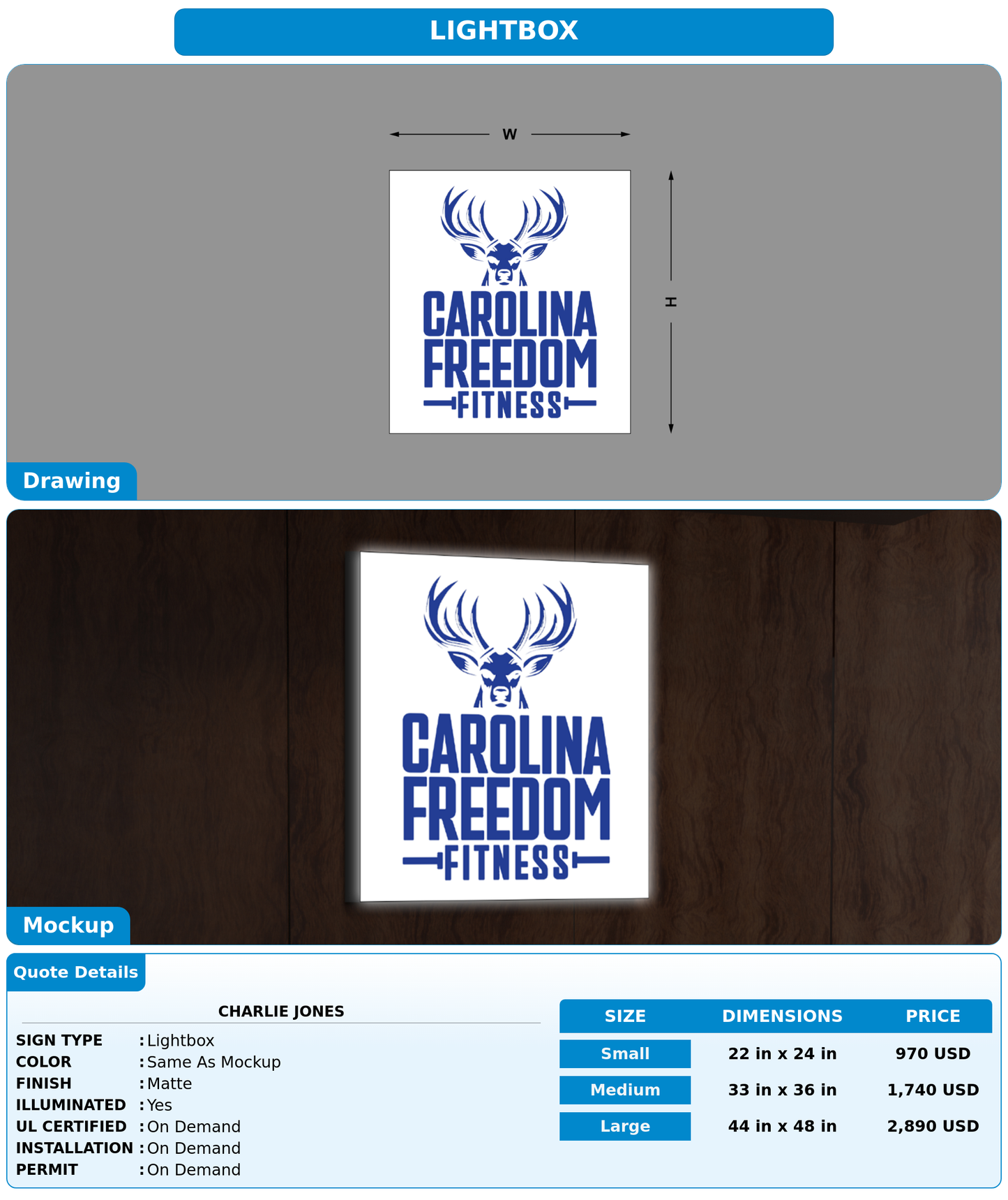 CUSTOM MOCKUP SIGN FOR Charlie Jones