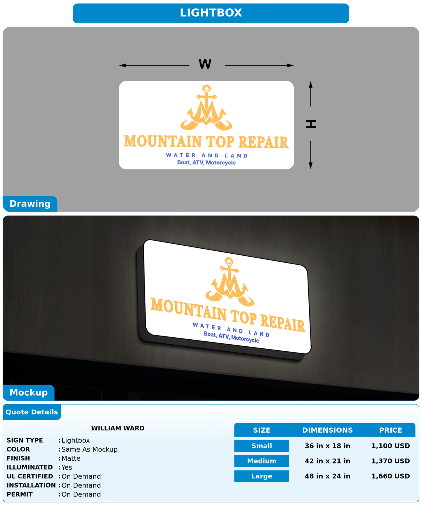 CUSTOM MOCKUP SIGN FOR William ward