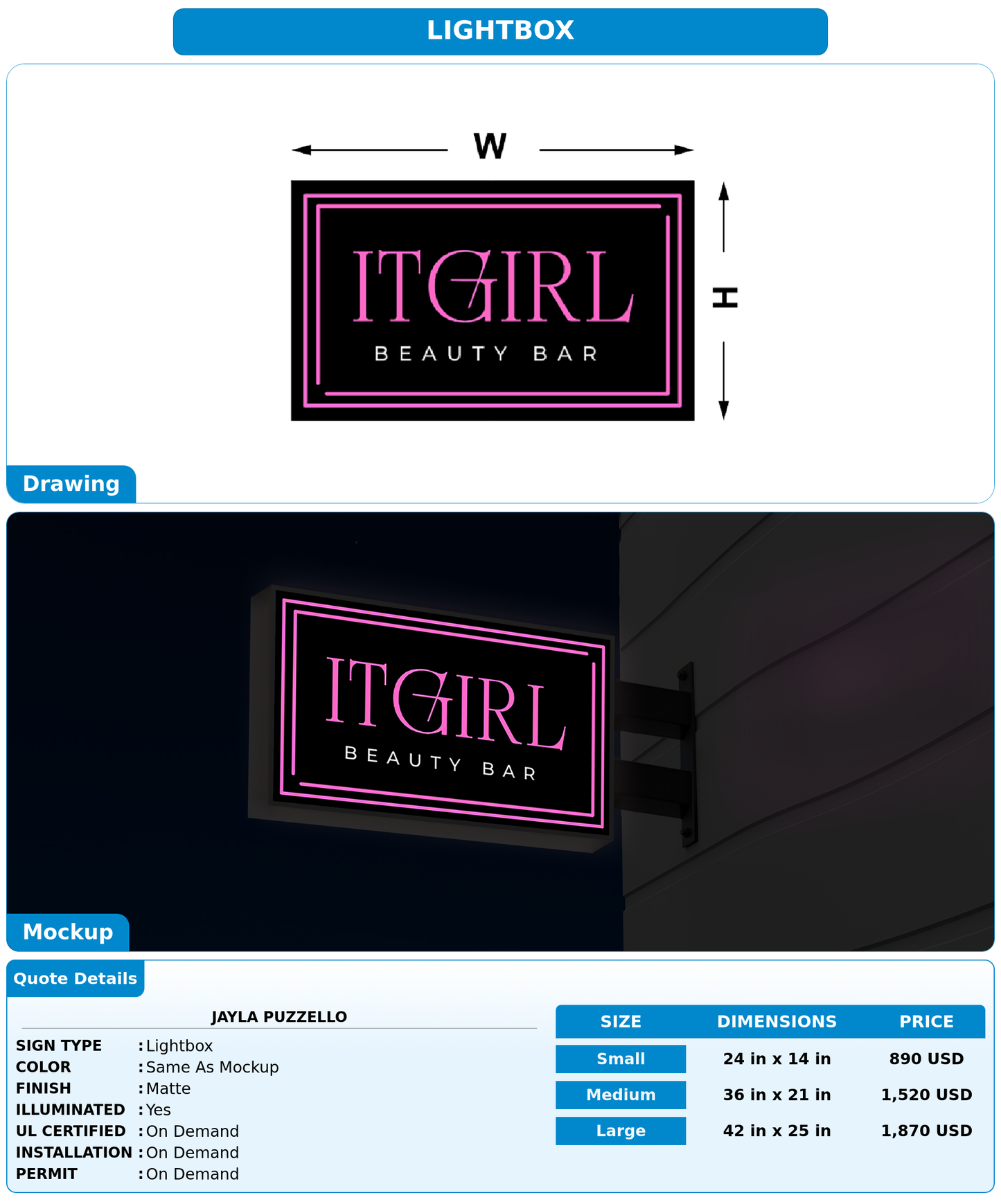 CUSTOM MOCKUP SIGN FOR Jayla puzzello