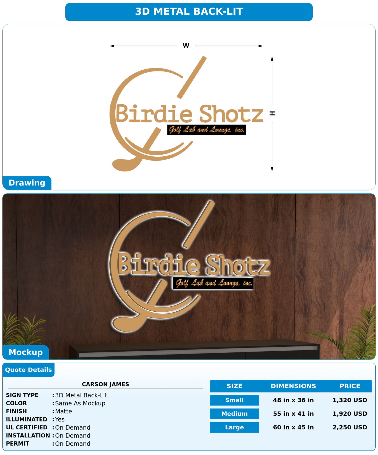 CUSTOM MOCKUP SIGN FOR Carson James