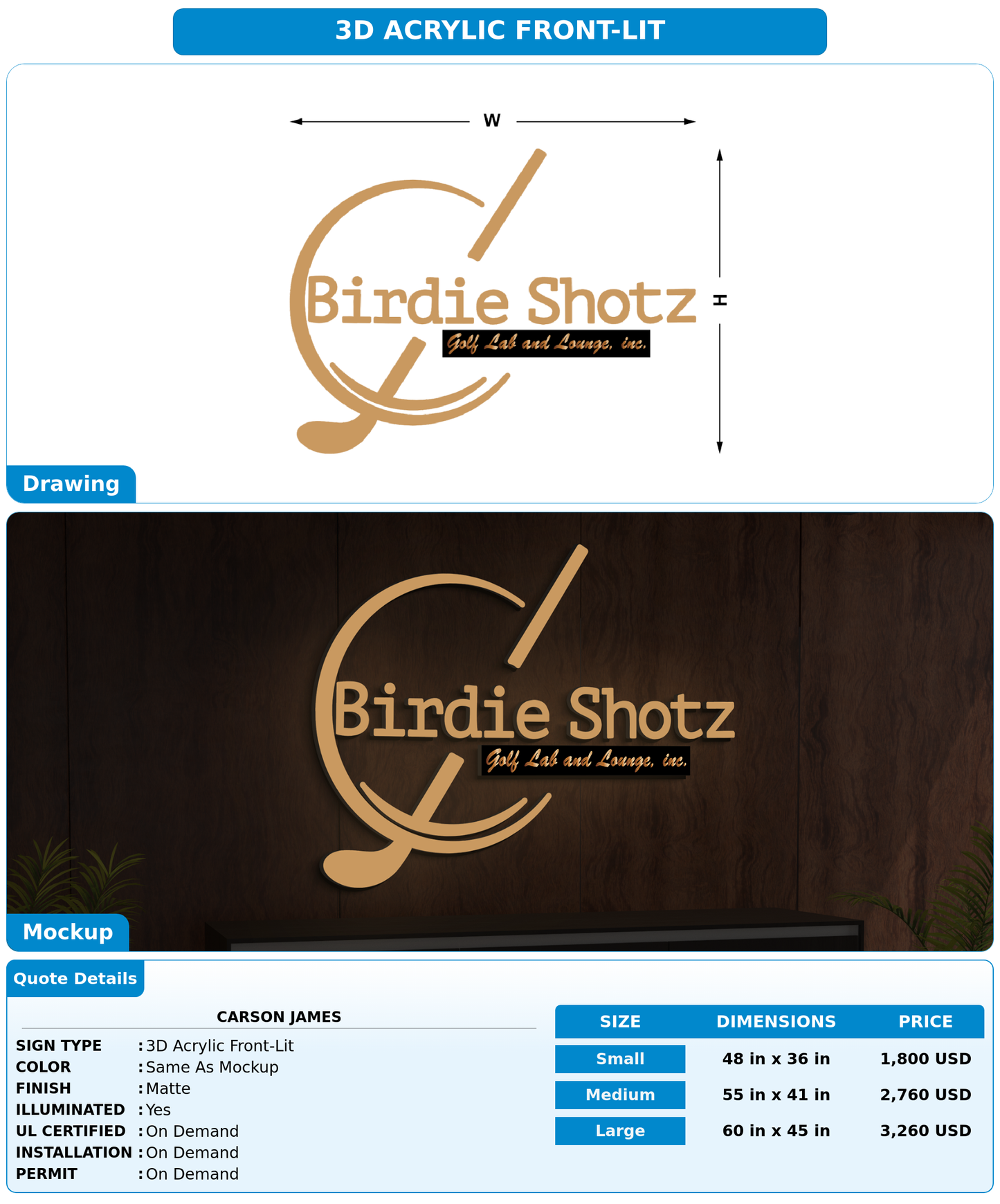 CUSTOM MOCKUP SIGN FOR Carson James