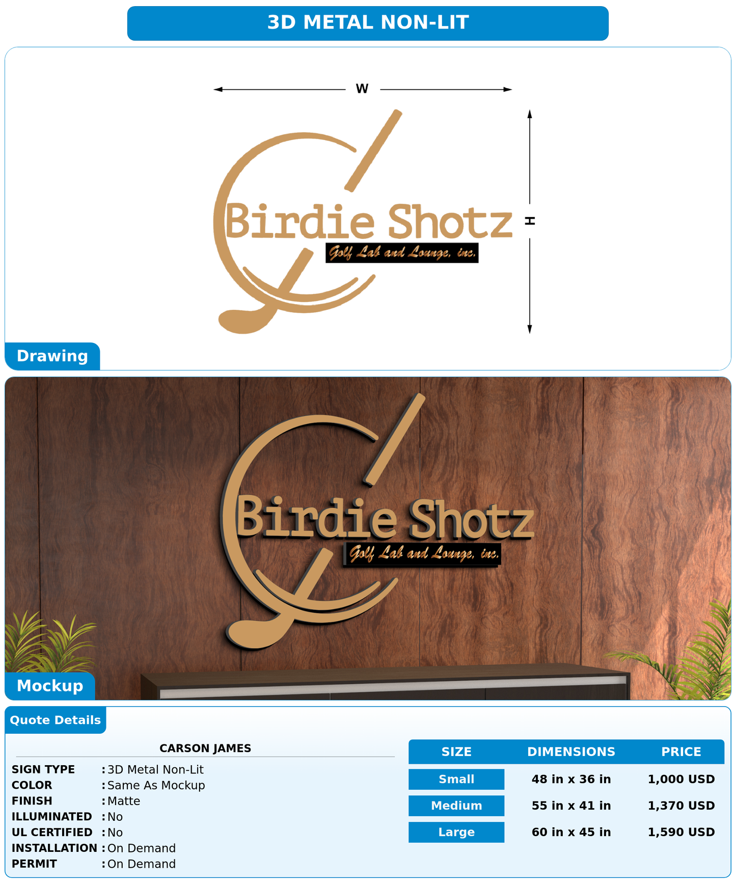 CUSTOM MOCKUP SIGN FOR Carson James