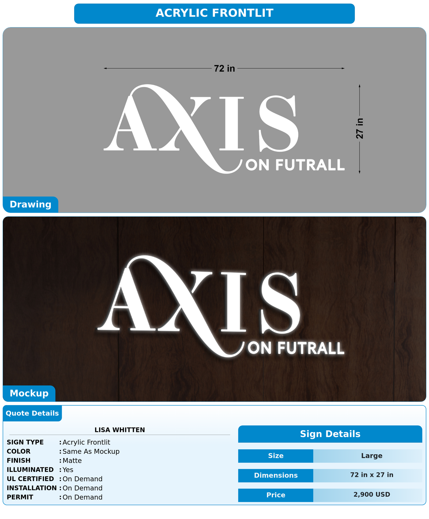 CUSTOM MOCKUP SIGN FOR Lisa Whitten