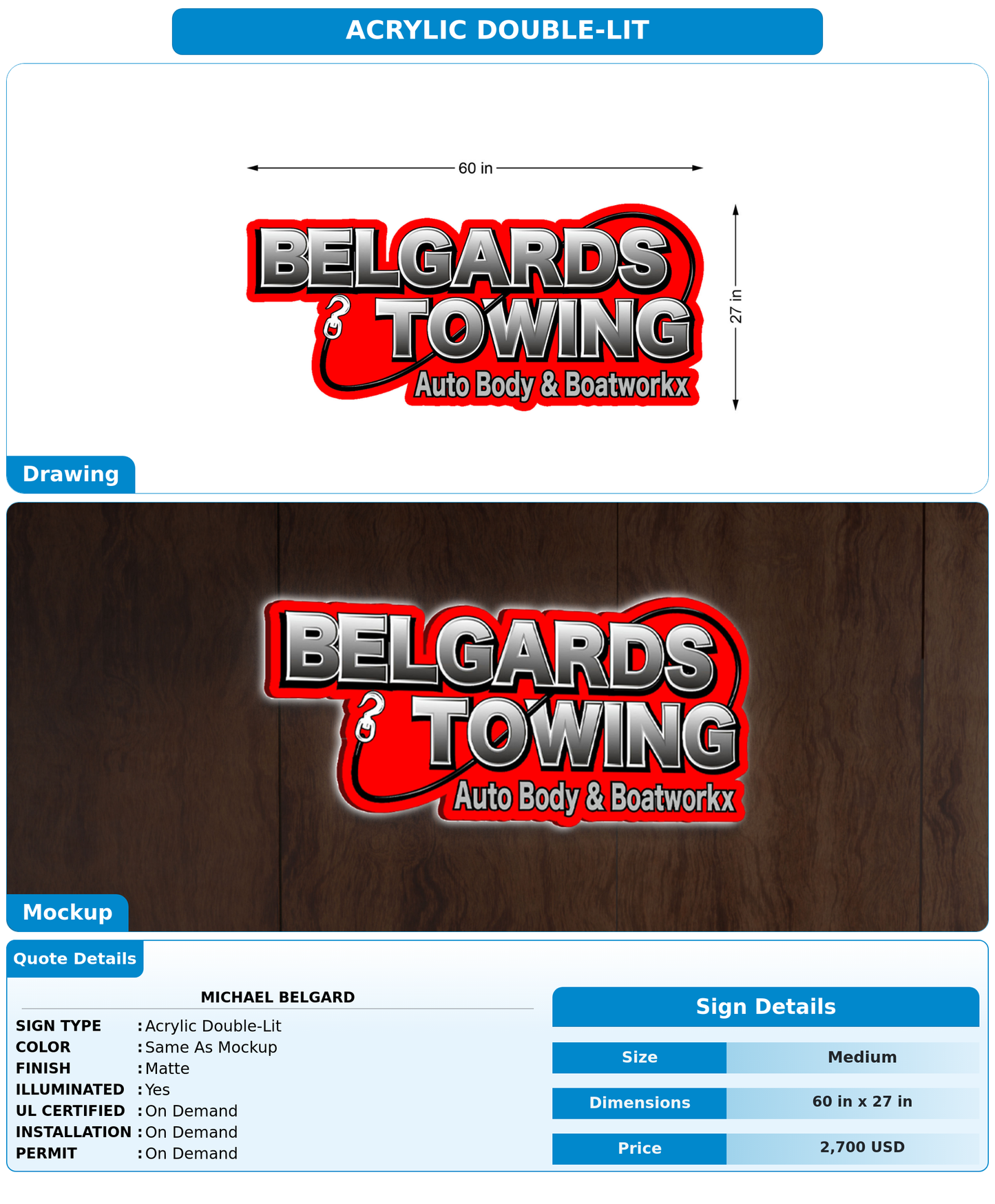 CUSTOM MOCKUP SIGN FOR Michael Belgard