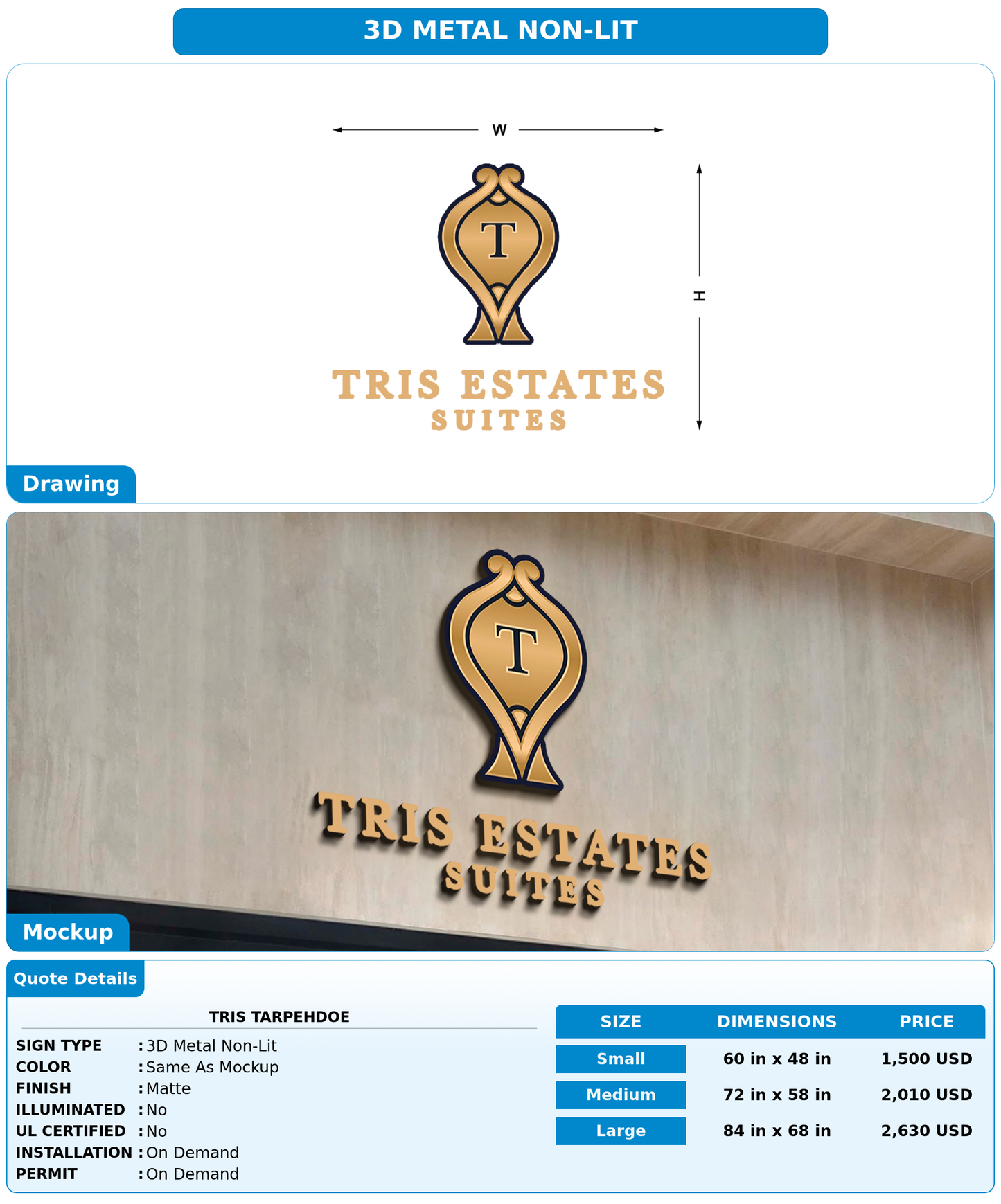 CUSTOM MOCKUP SIGN FOR Tris Tarpehdoe