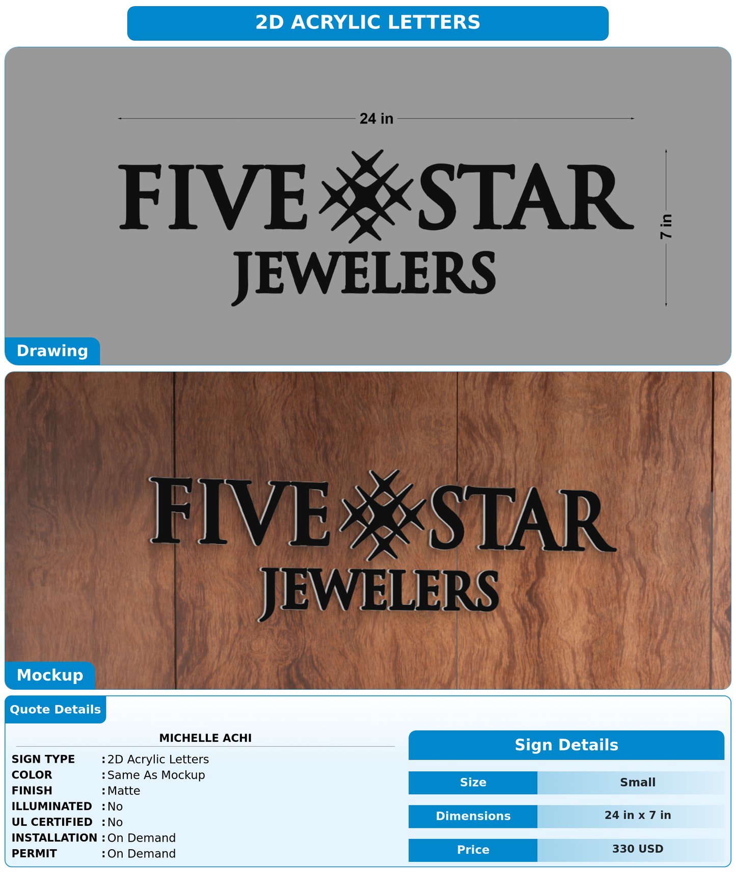 CUSTOM MOCKUP SIGN FOR MICHELLE ACHI