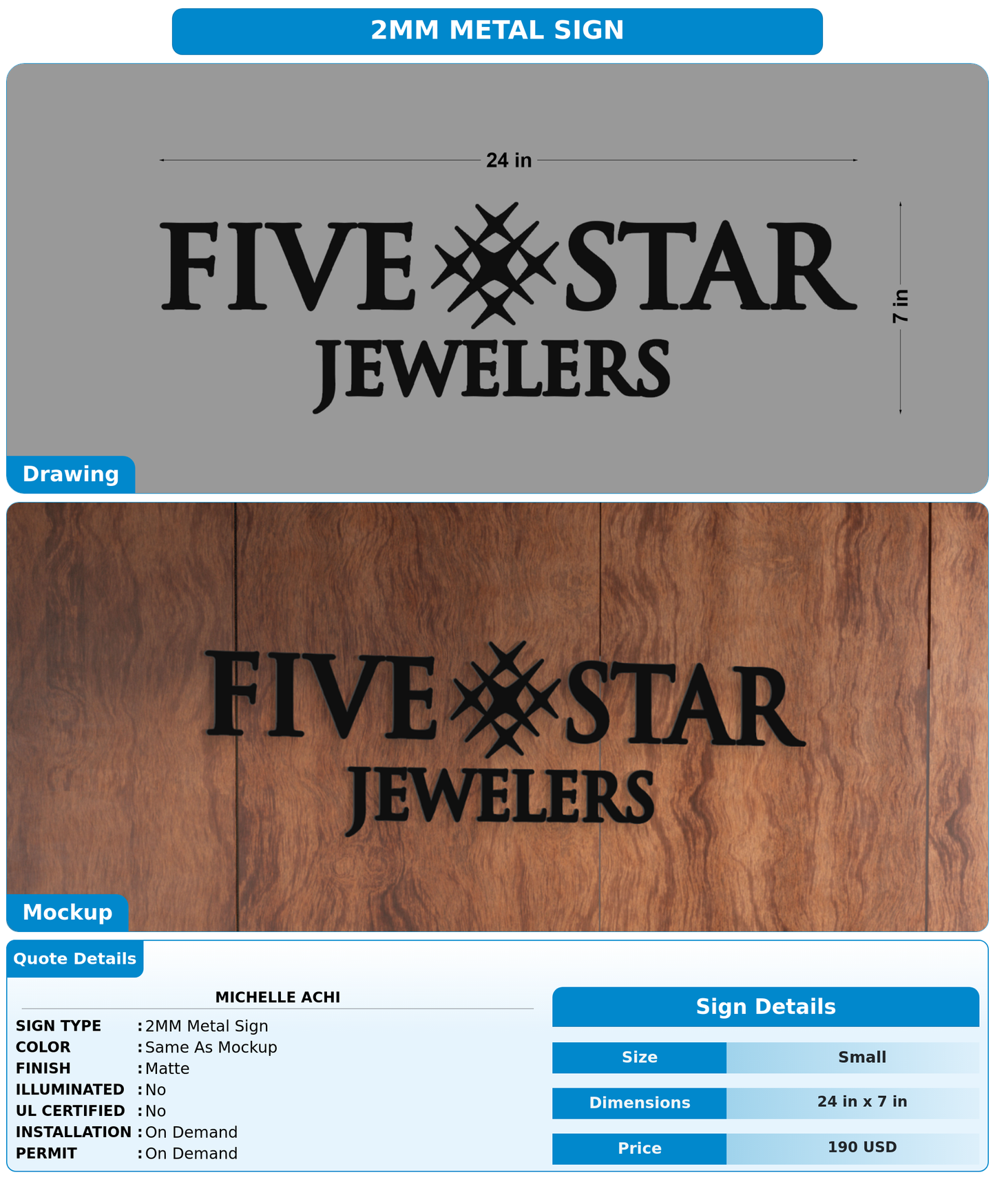 CUSTOM MOCKUP SIGN FOR MICHELLE ACHI