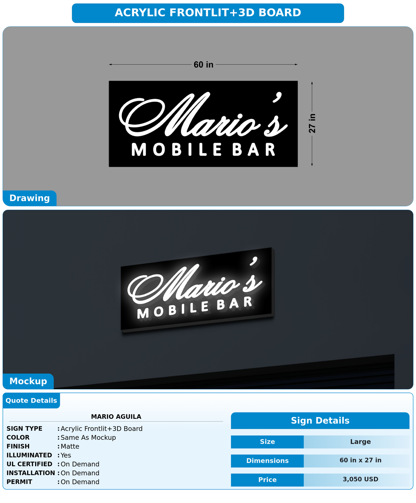 CUSTOM MOCKUP SIGN FOR Mario Aguila