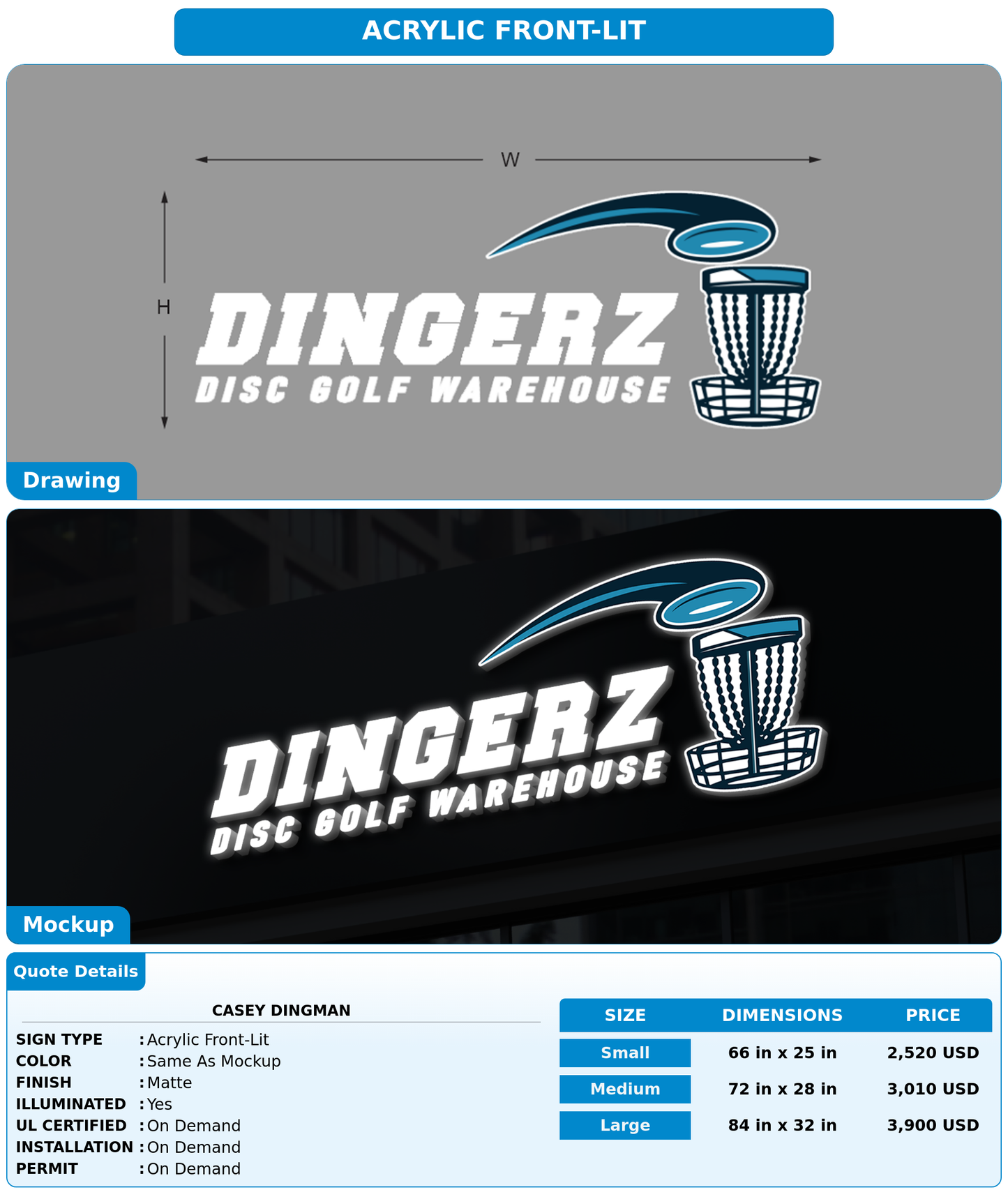 CUSTOM MOCKUP SIGN FOR Casey Dingman