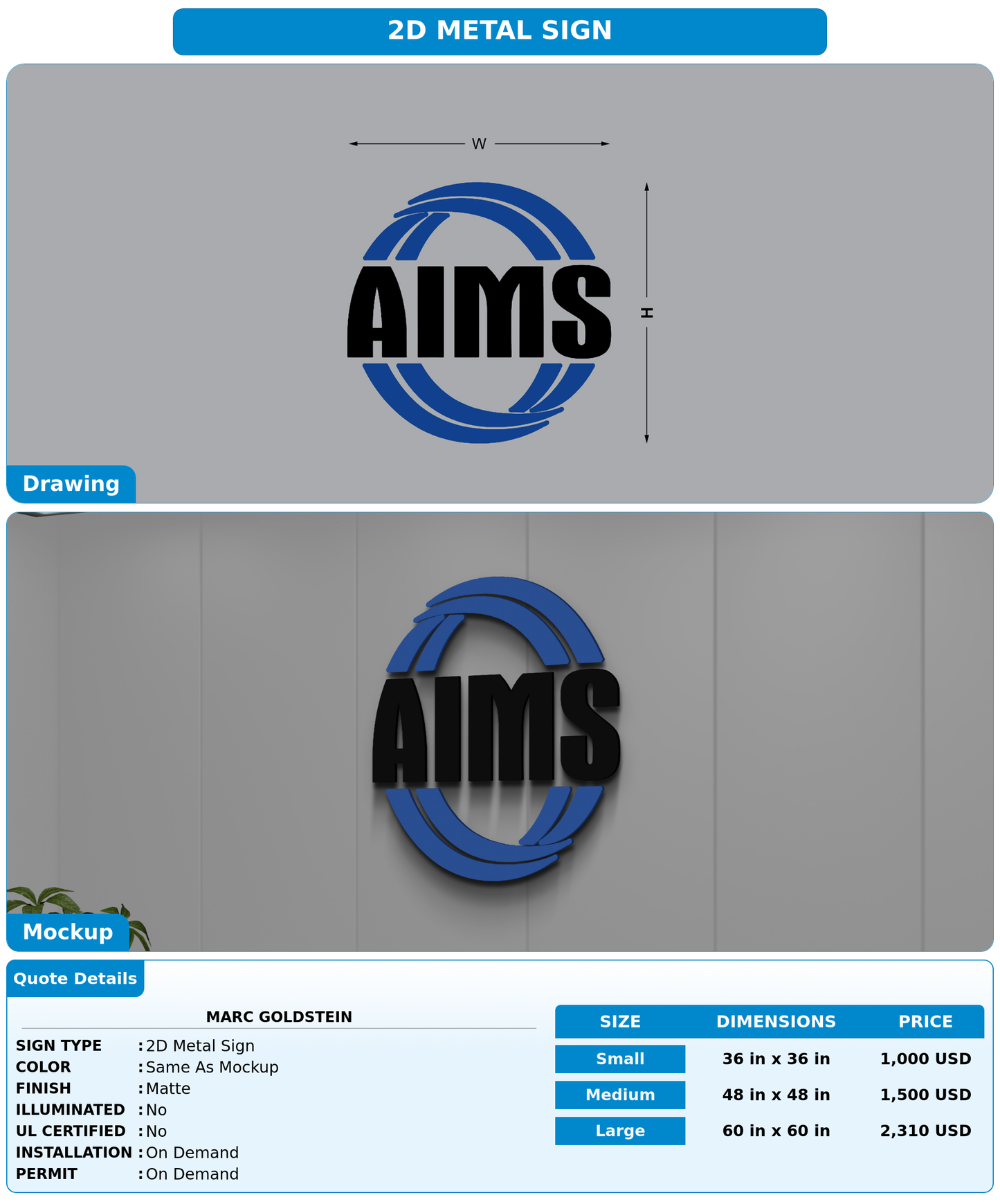 CUSTOM MOCKUP SIGN FOR Marc Goldstein