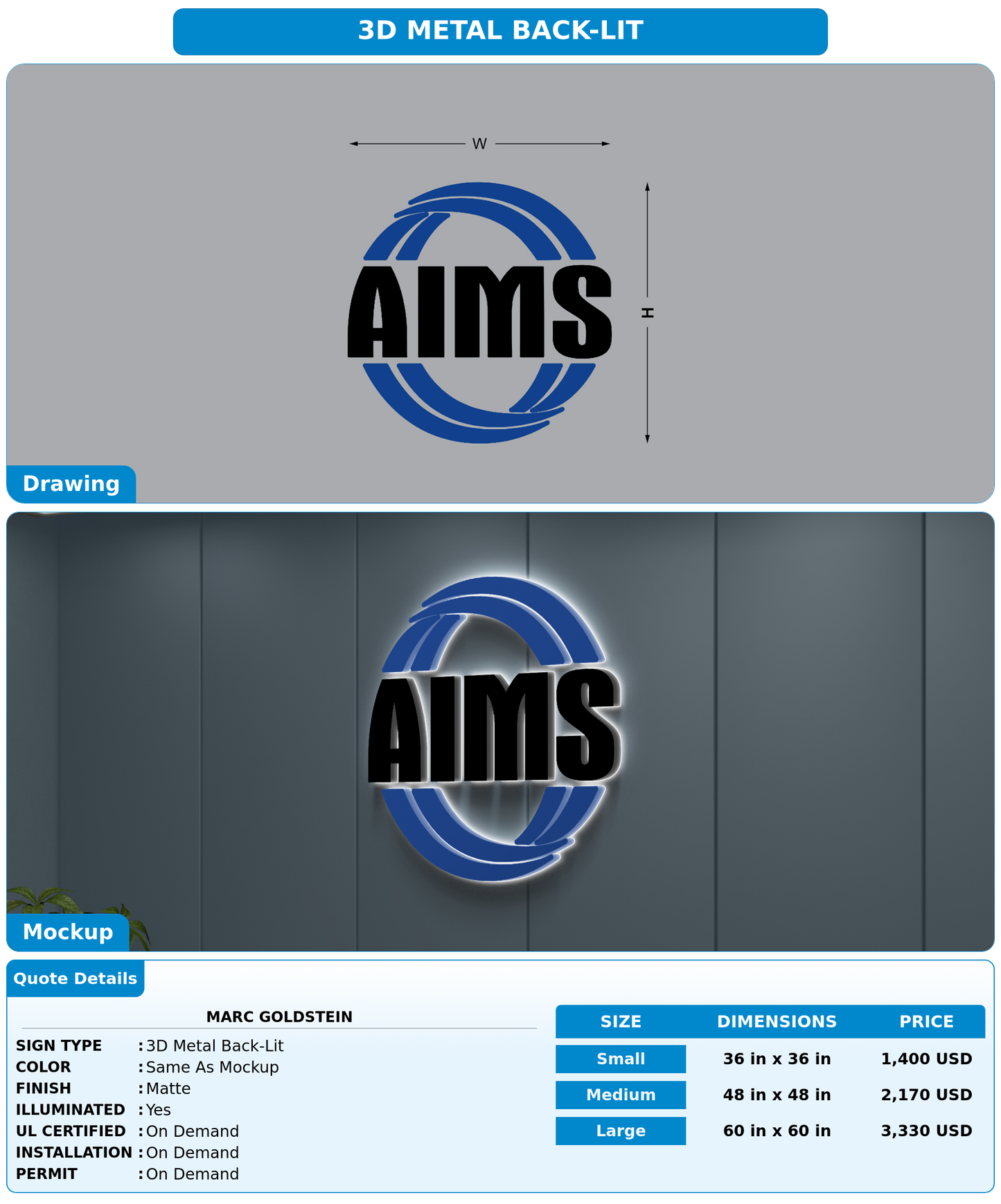 CUSTOM MOCKUP SIGN FOR Marc Goldstein