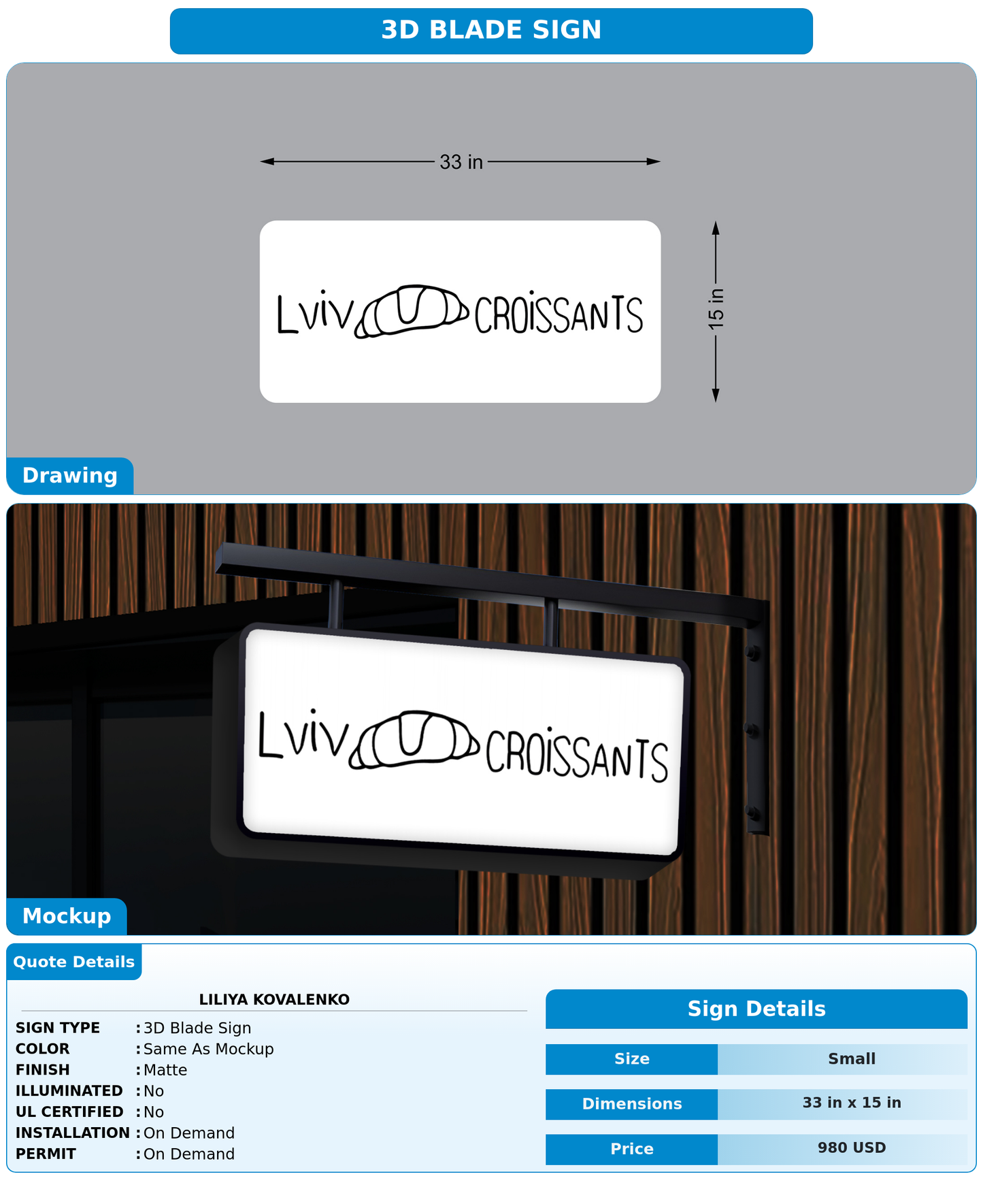 CUSTOM MOCKUP SIGN FOR Liliya Kovalenko