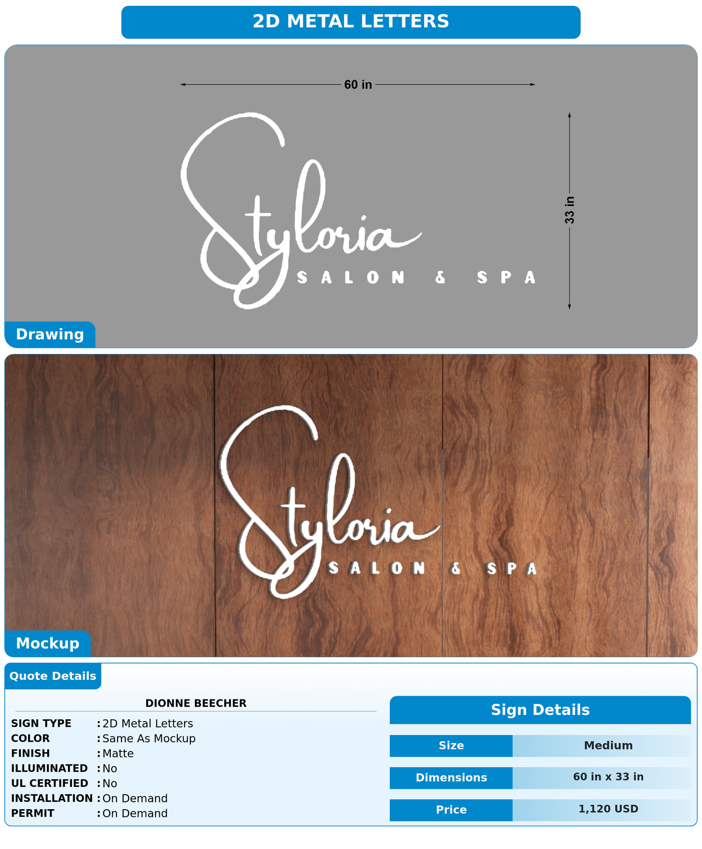 CUSTOM MOCKUP SIGN FOR Dionne Beecher