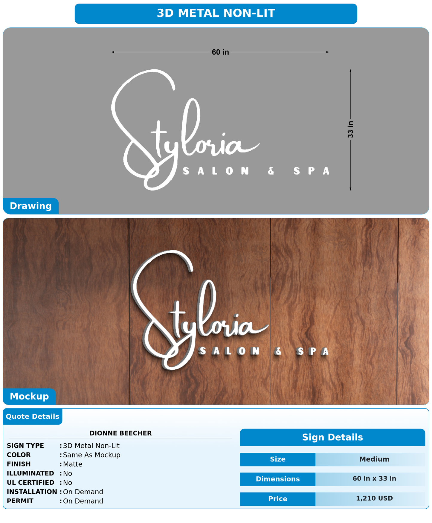 CUSTOM MOCKUP SIGN FOR Dionne Beecher
