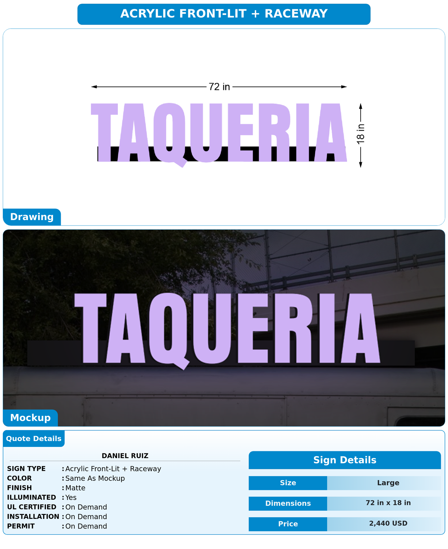 CUSTOM MOCKUP SIGN FOR Daniel Ruiz