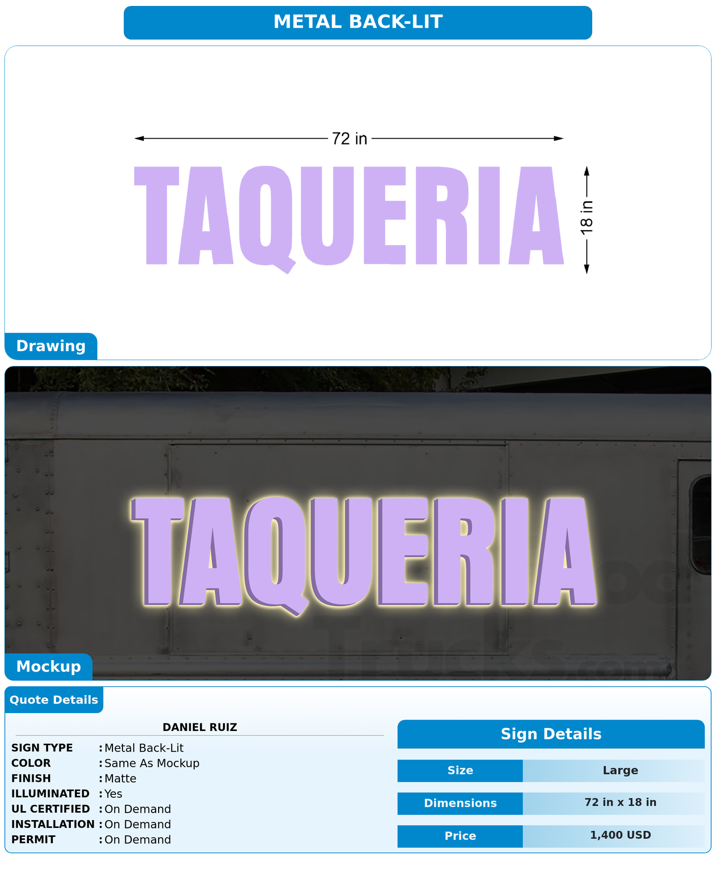 CUSTOM MOCKUP SIGN FOR Daniel Ruiz