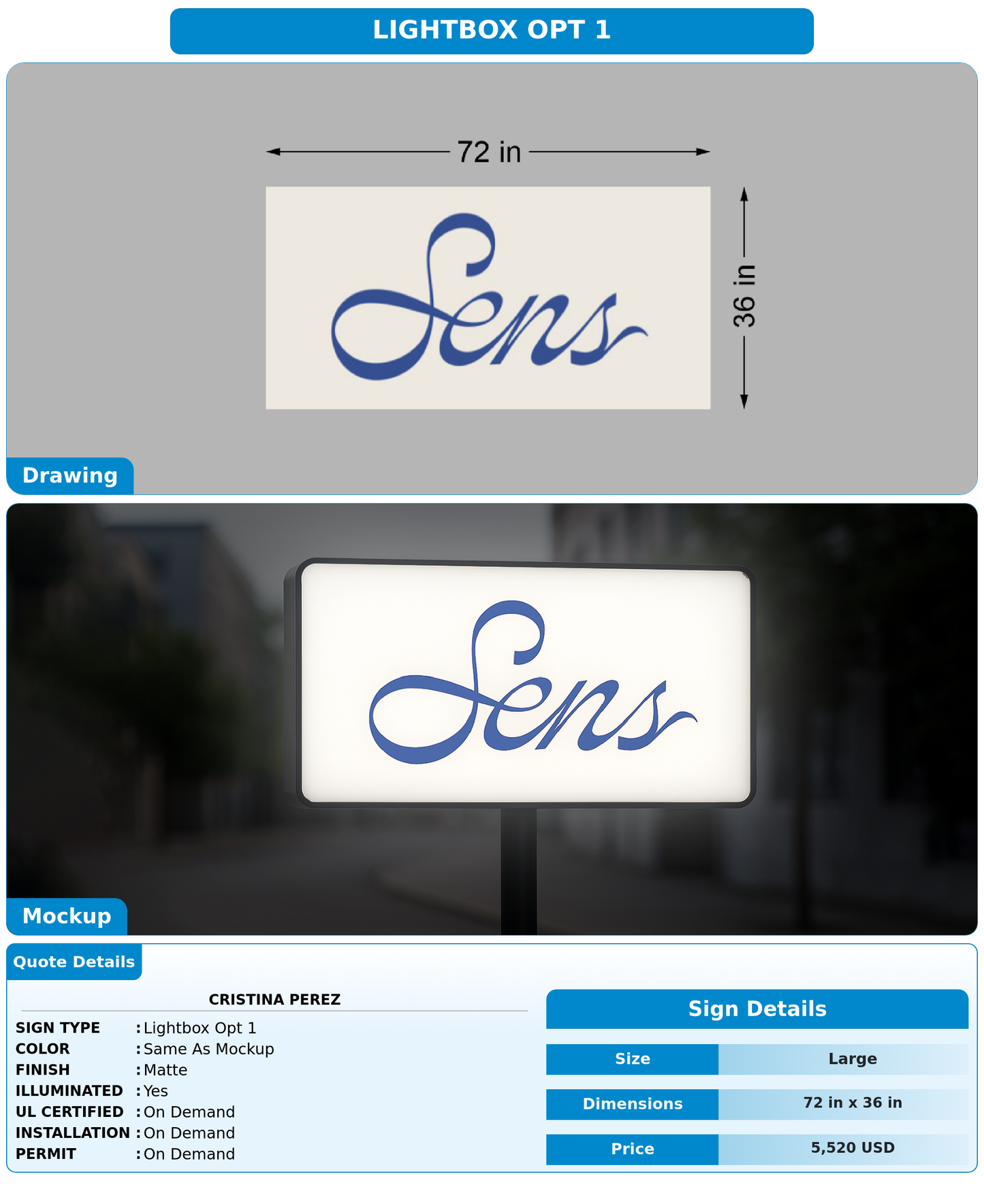 CUSTOM MOCKUP SIGN FOR Cristina Perez