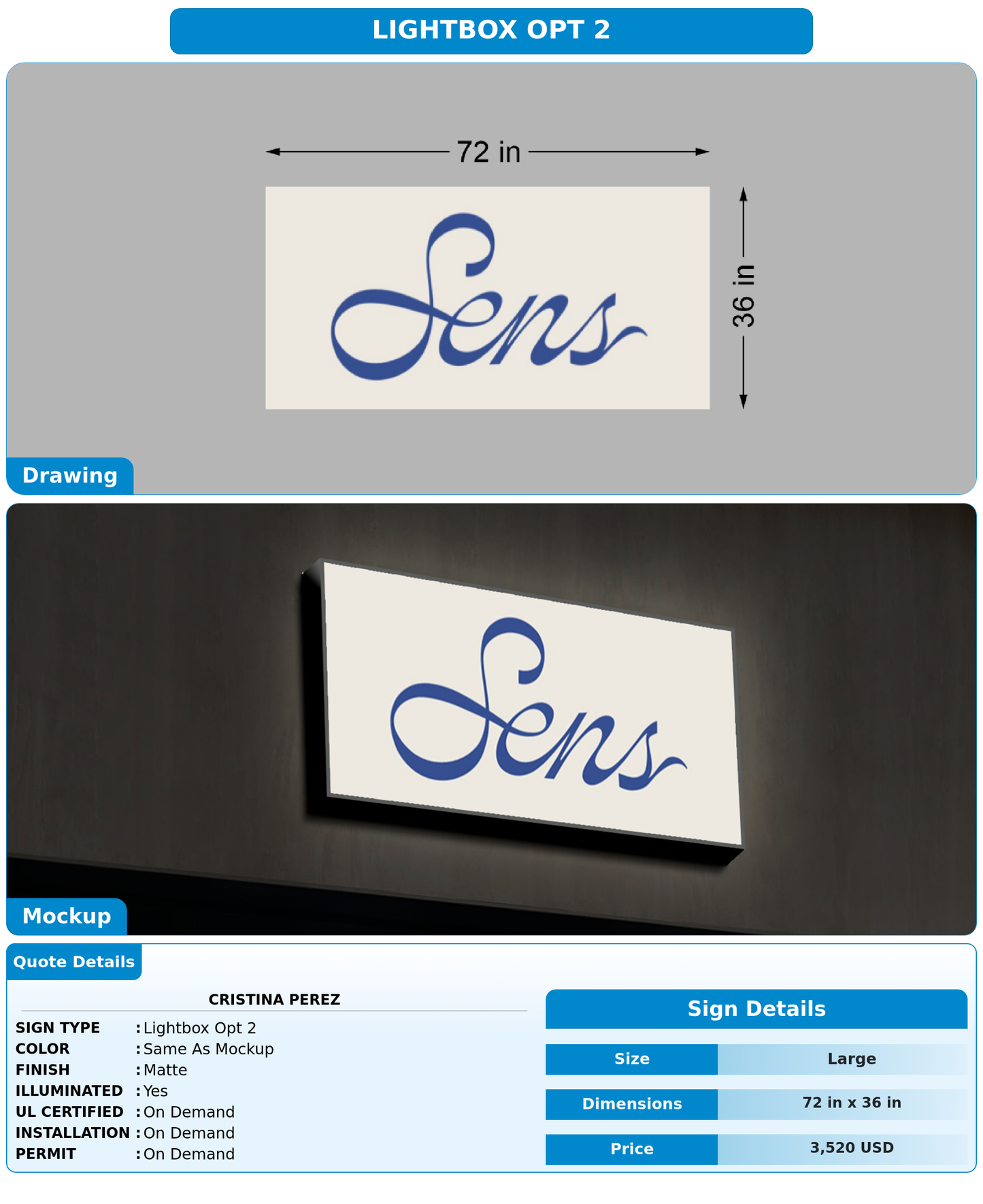 CUSTOM MOCKUP SIGN FOR Cristina Perez