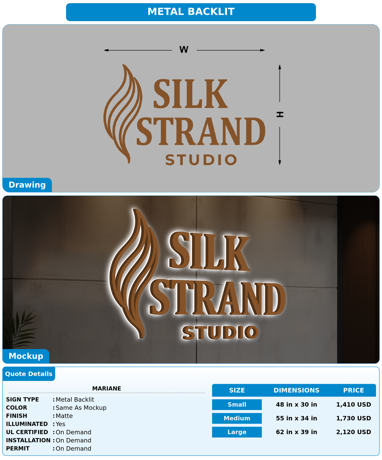 CUSTOM MOCKUP SIGN FOR Mariane