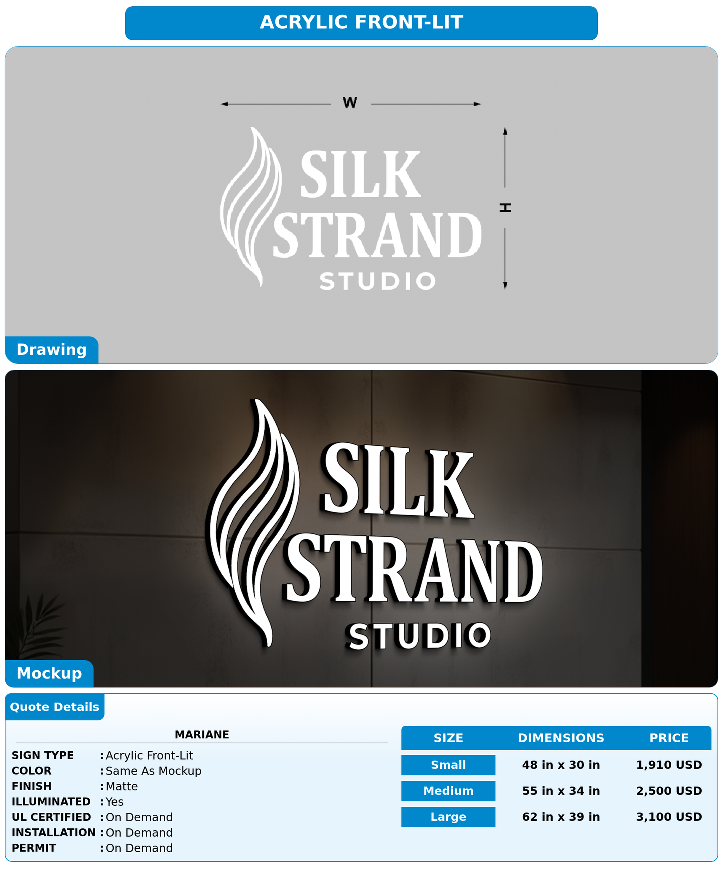CUSTOM MOCKUP SIGN FOR Mariane