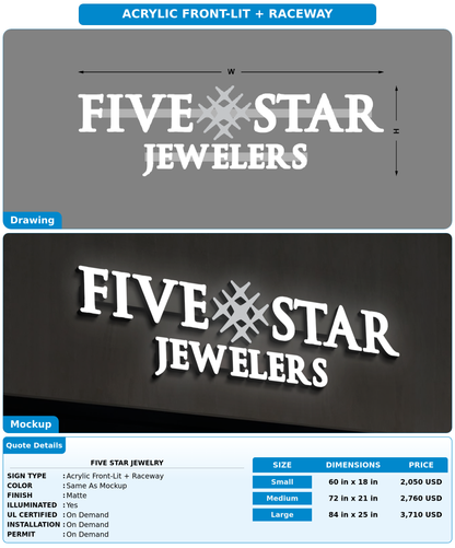 CUSTOM MOCKUP SIGN FOR five  star jewelry