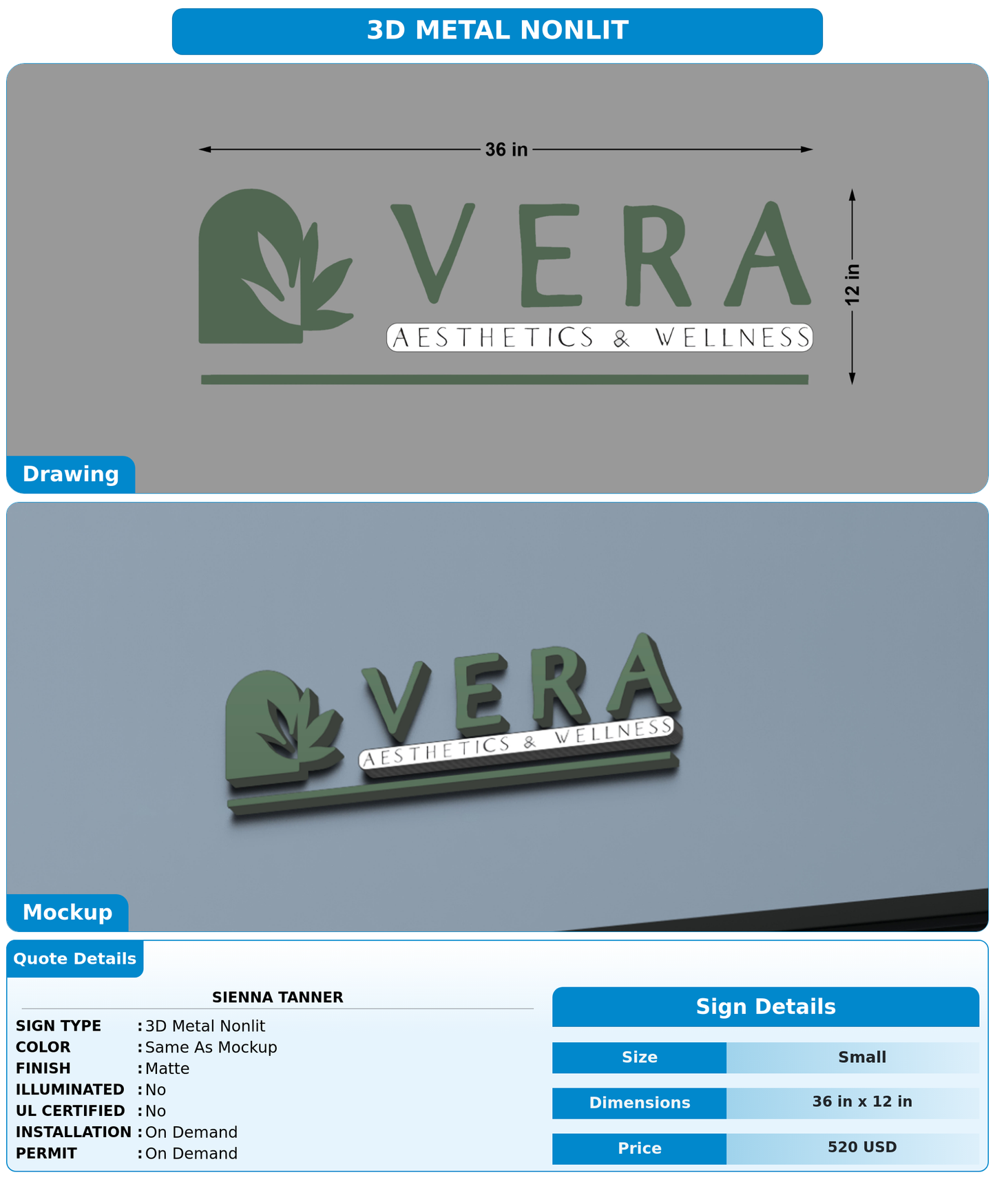 CUSTOM MOCKUP SIGN FOR Sienna Tanner