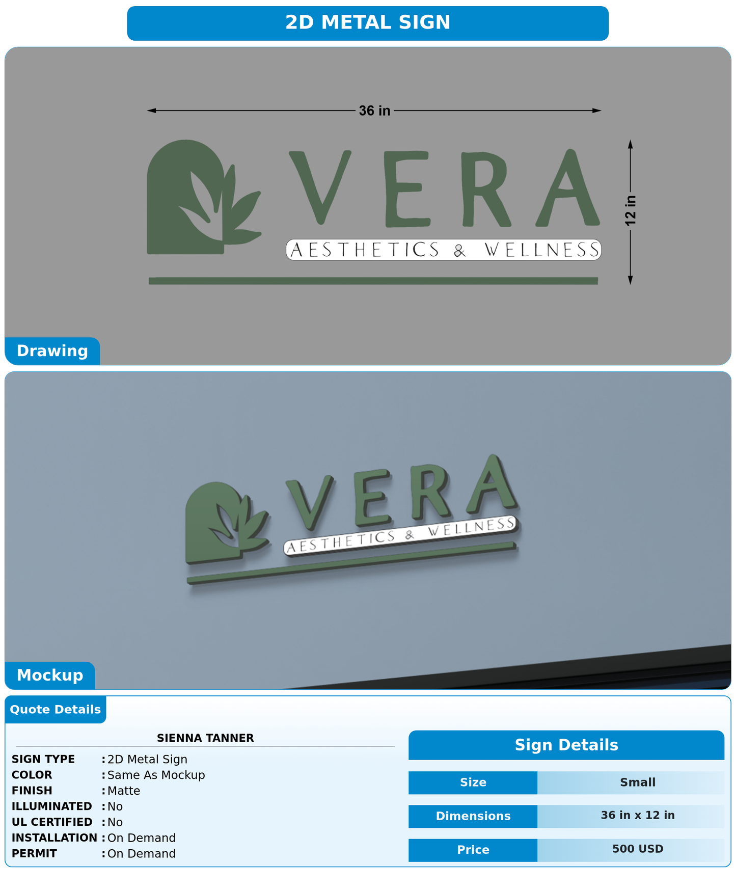 CUSTOM MOCKUP SIGN FOR Sienna Tanner