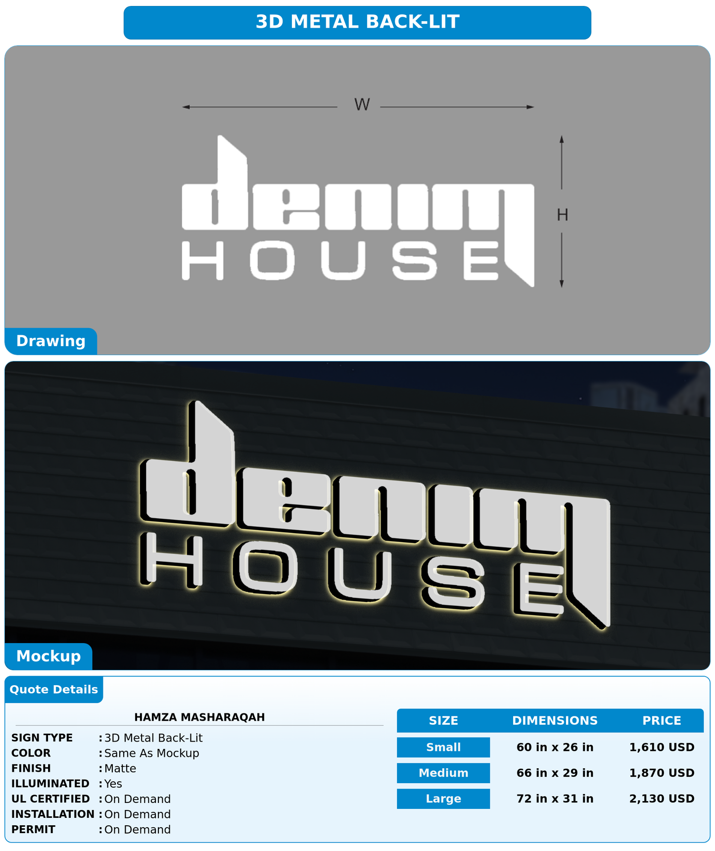 CUSTOM MOCKUP SIGN FOR HAMZA MASHARAQAH