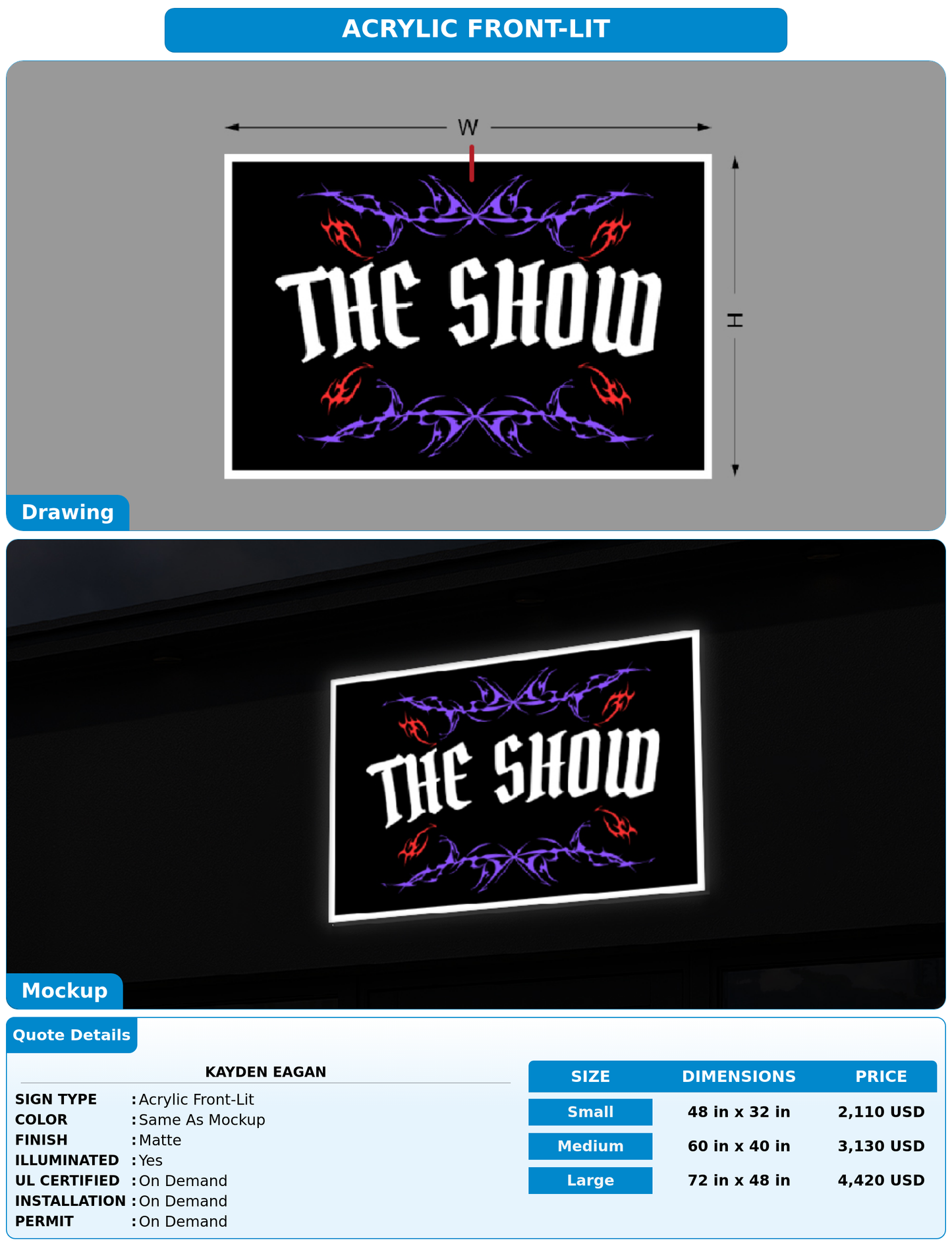CUSTOM MOCKUP SIGN FOR Kayden Eagan