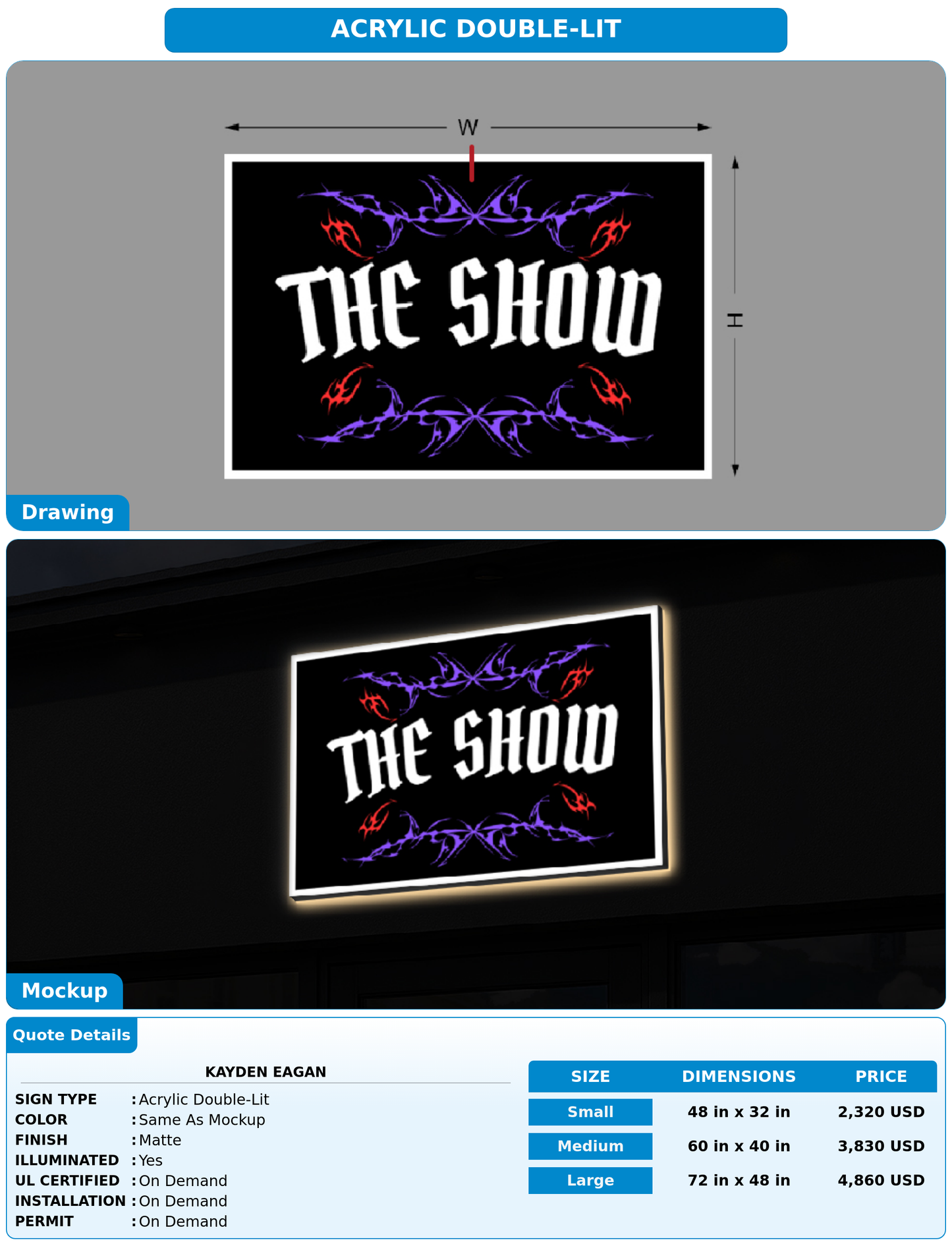 CUSTOM MOCKUP SIGN FOR Kayden Eagan