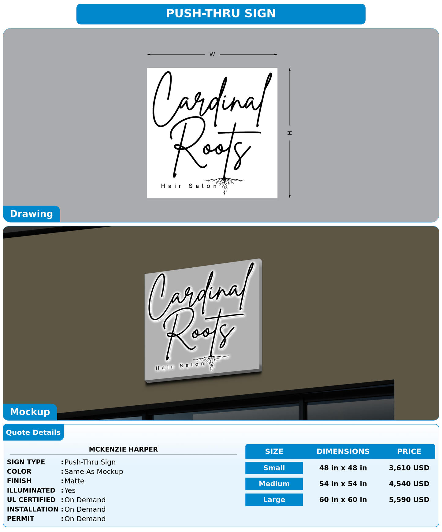 CUSTOM MOCKUP SIGN FOR McKenzie Harper