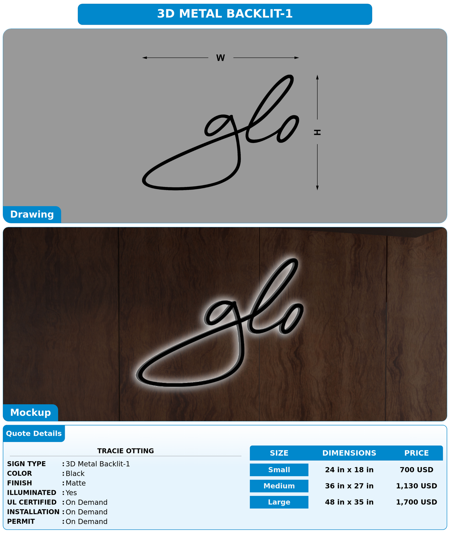 CUSTOM MOCKUP SIGN FOR Tracie Otting