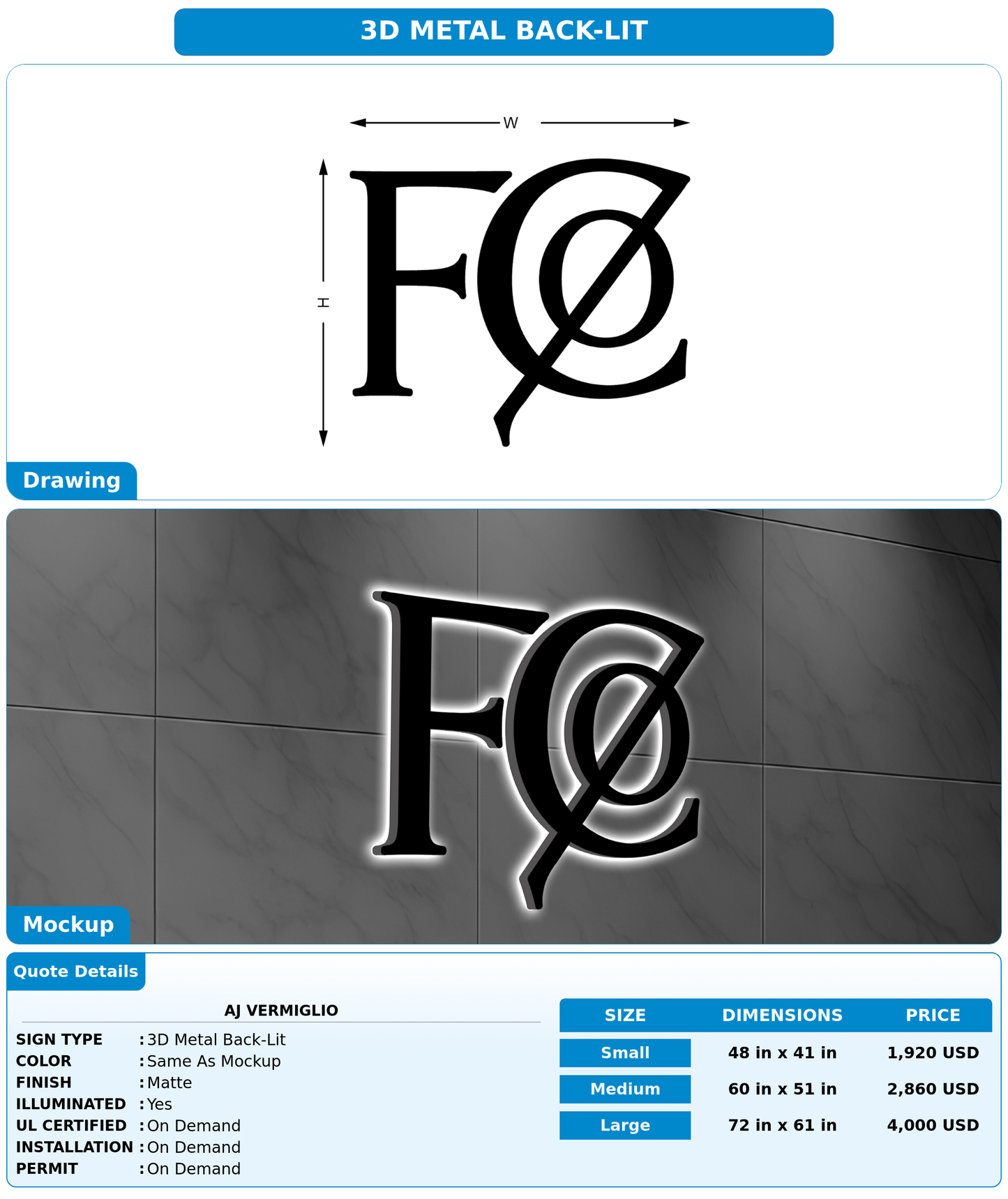 CUSTOM MOCKUP SIGN FOR AJ Vermiglio