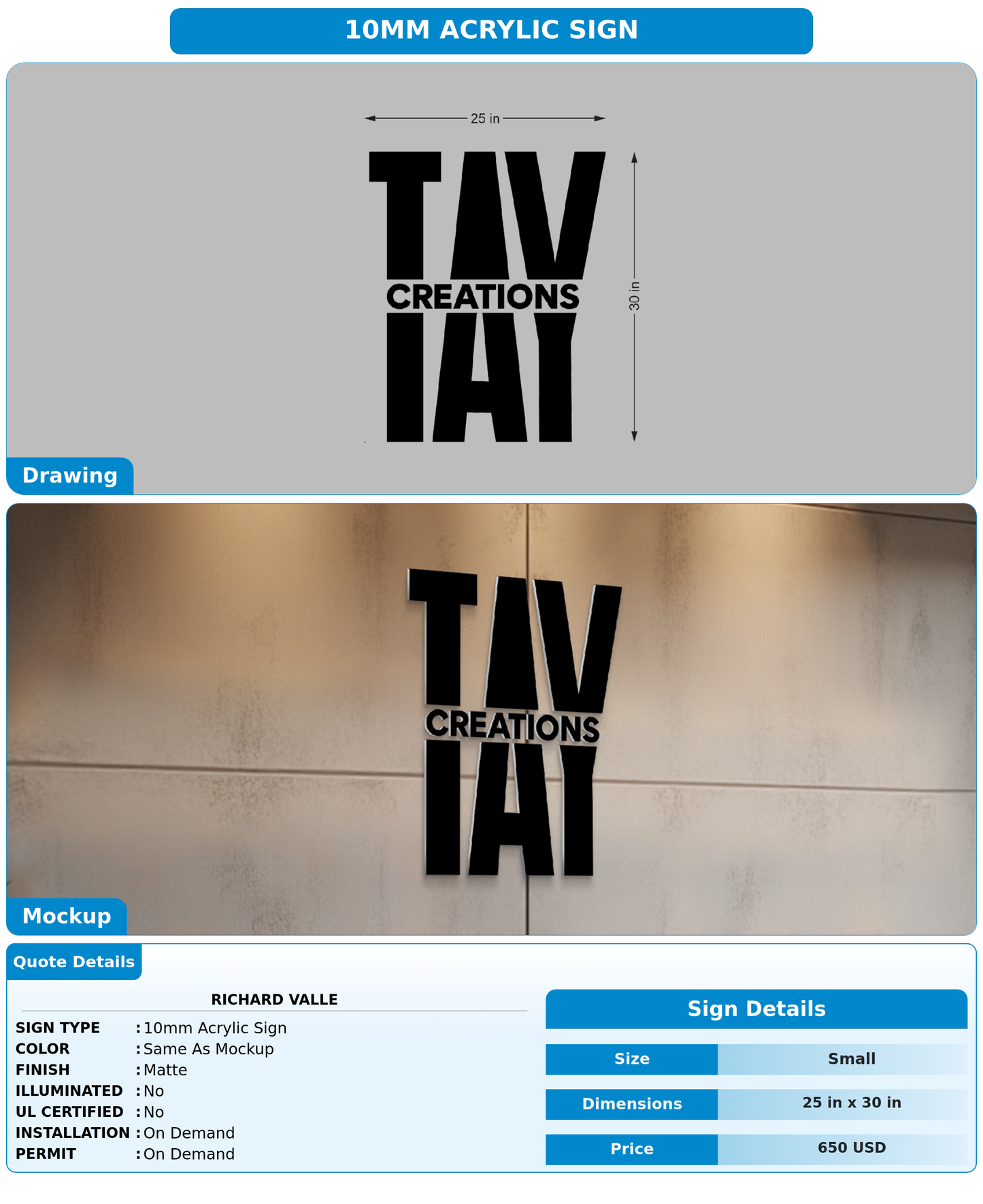 CUSTOM MOCKUP SIGN FOR Richard Valle