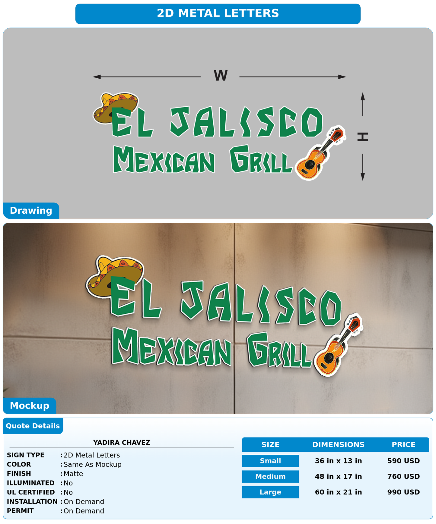 CUSTOM MOCKUP SIGN FOR Yadira Chavez