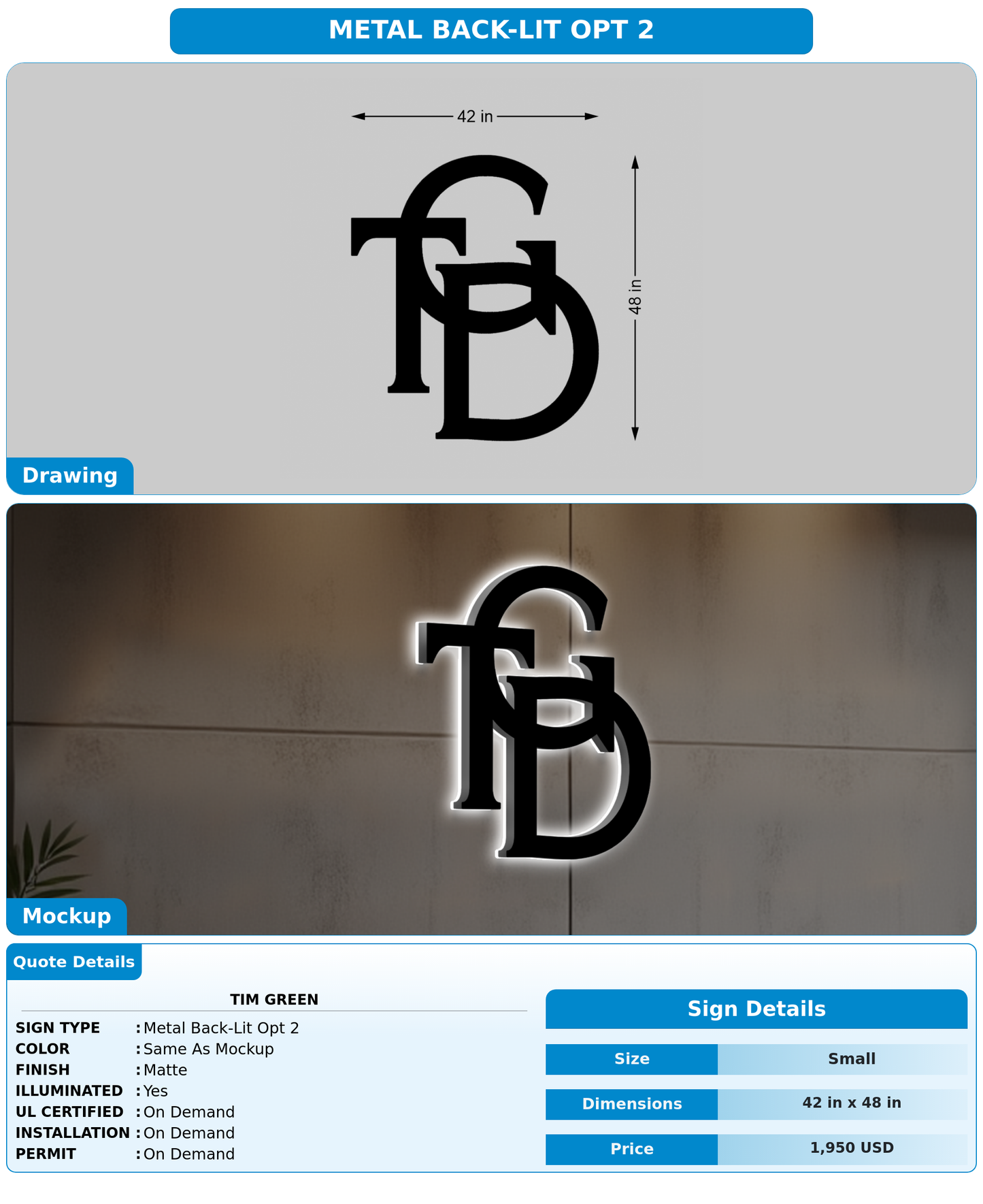 CUSTOM MOCKUP SIGN FOR Tim Green