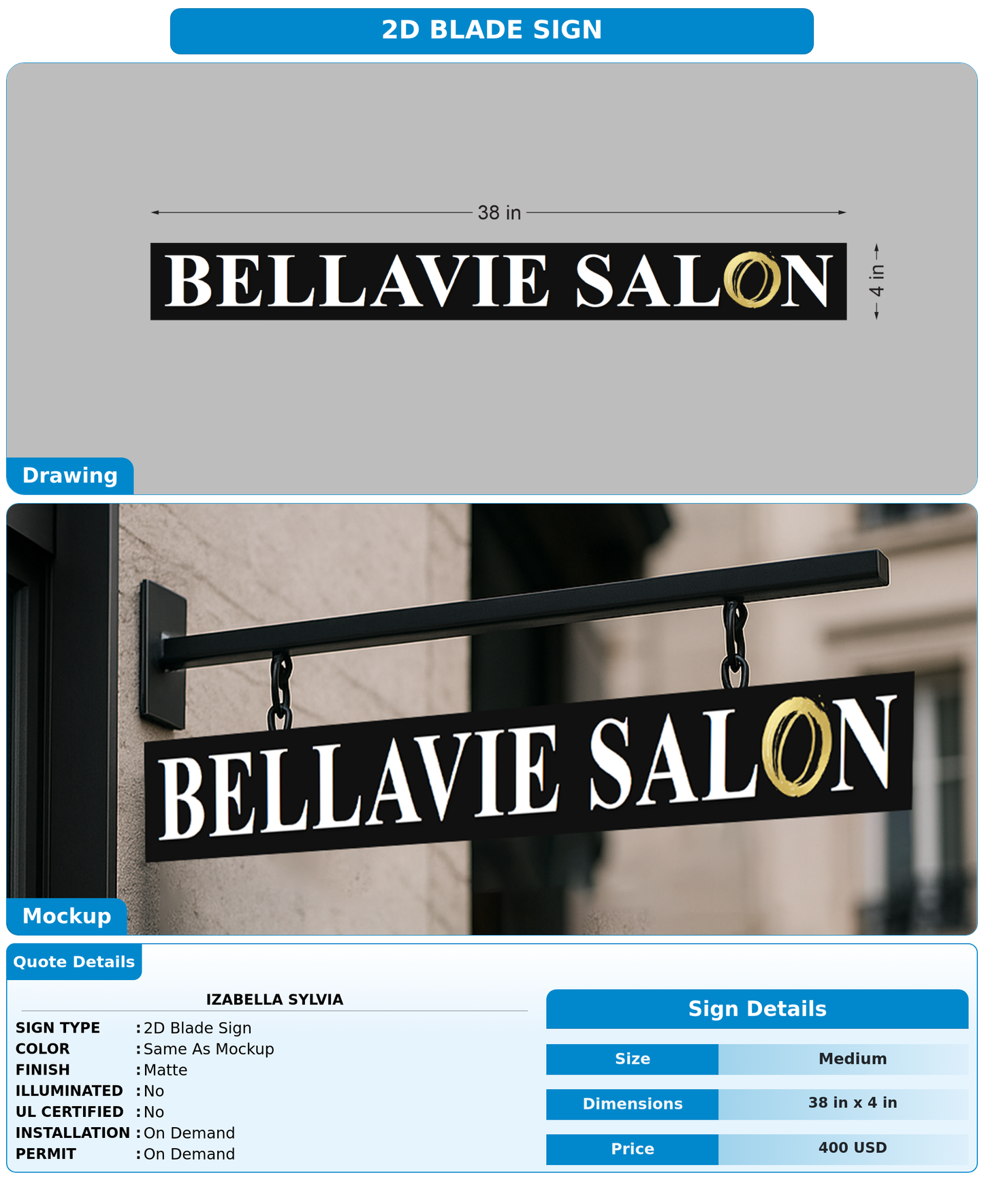 CUSTOM MOCKUP SIGN FOR Izabella Sylvia