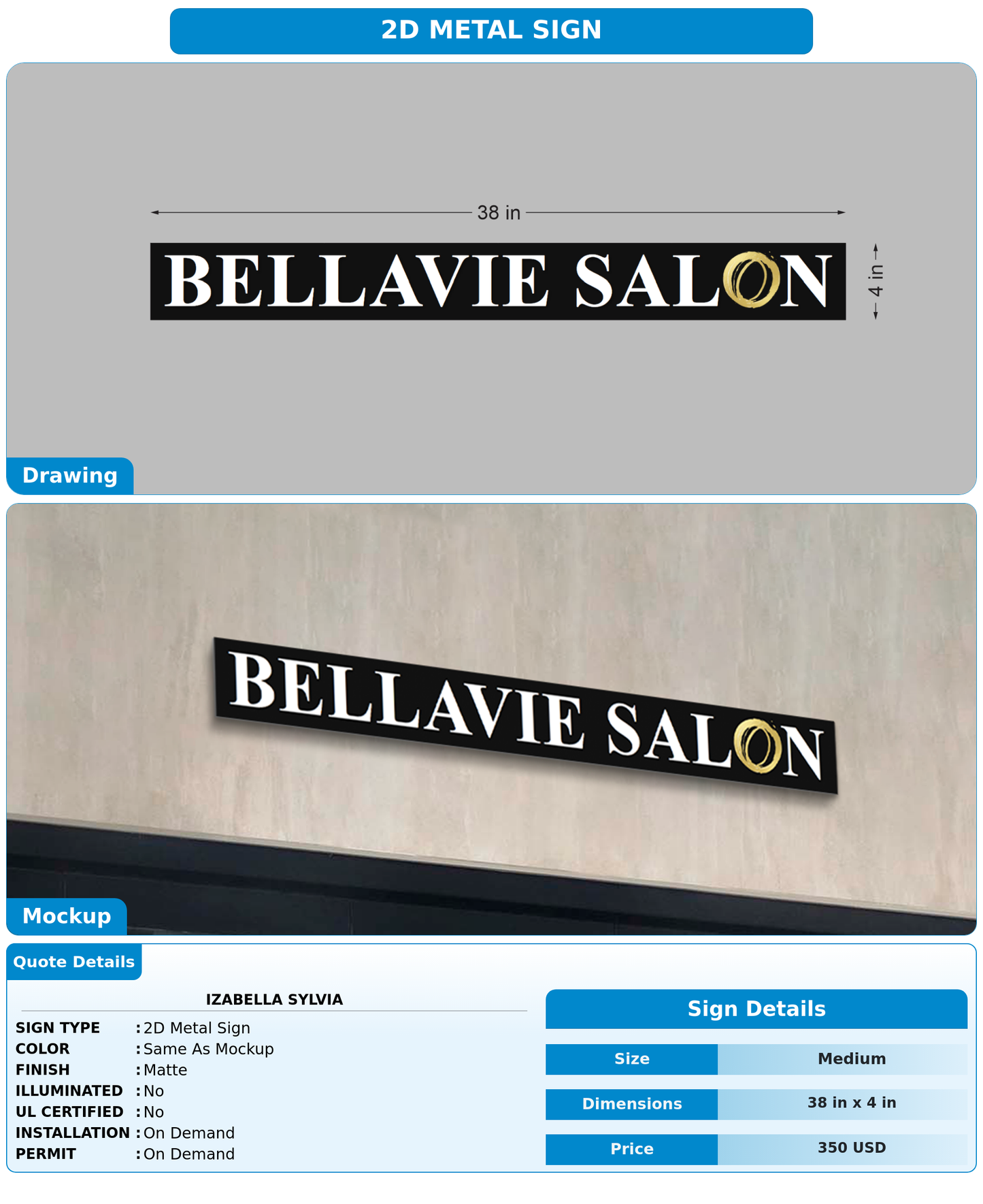 CUSTOM MOCKUP SIGN FOR Izabella Sylvia