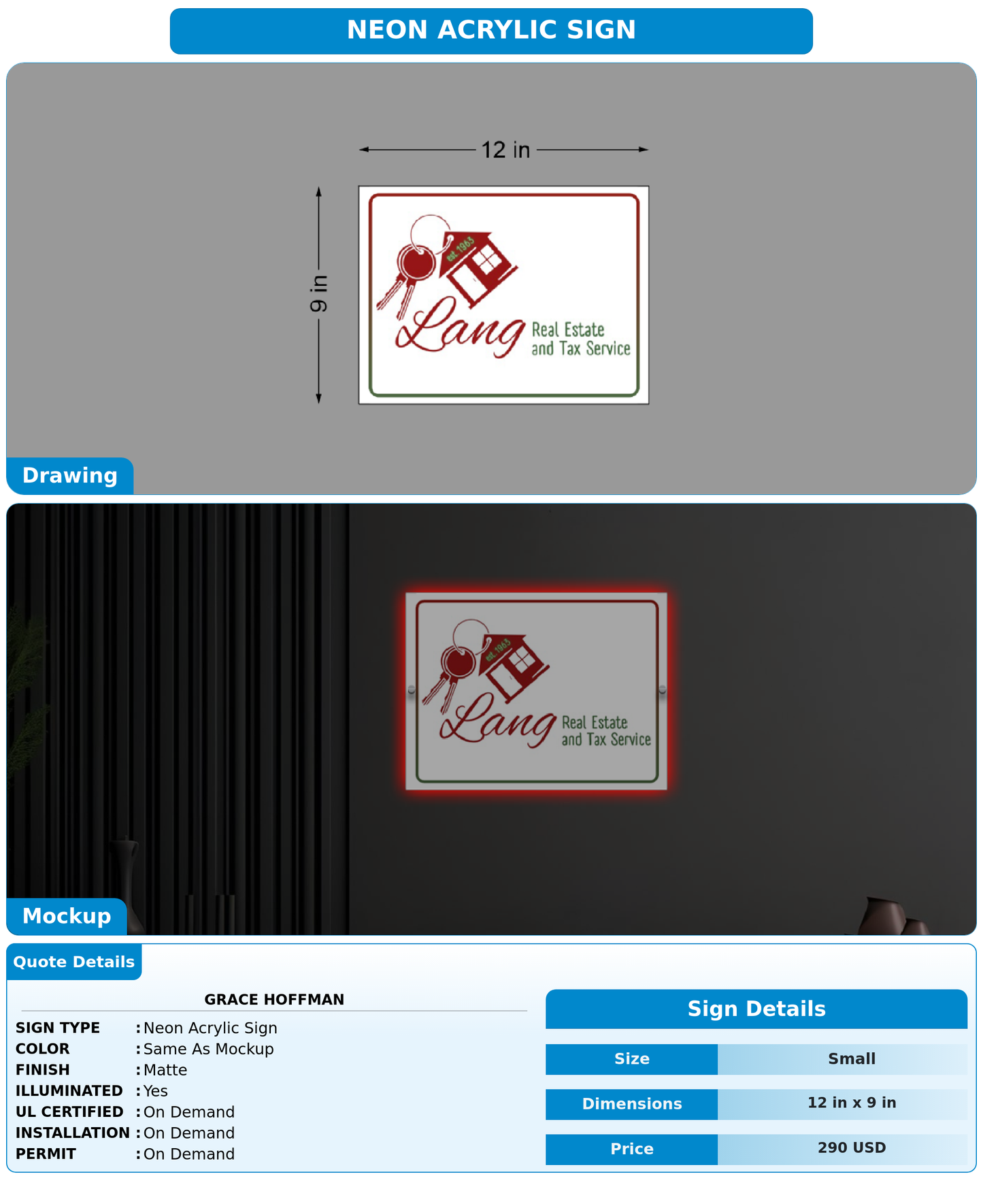 CUSTOM MOCKUP SIGN FOR Grace Hoffman