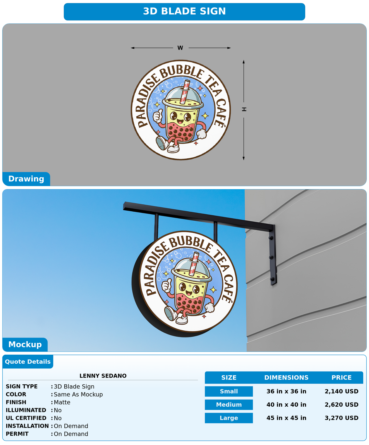 CUSTOM MOCKUP SIGN FOR Lenny Sedano