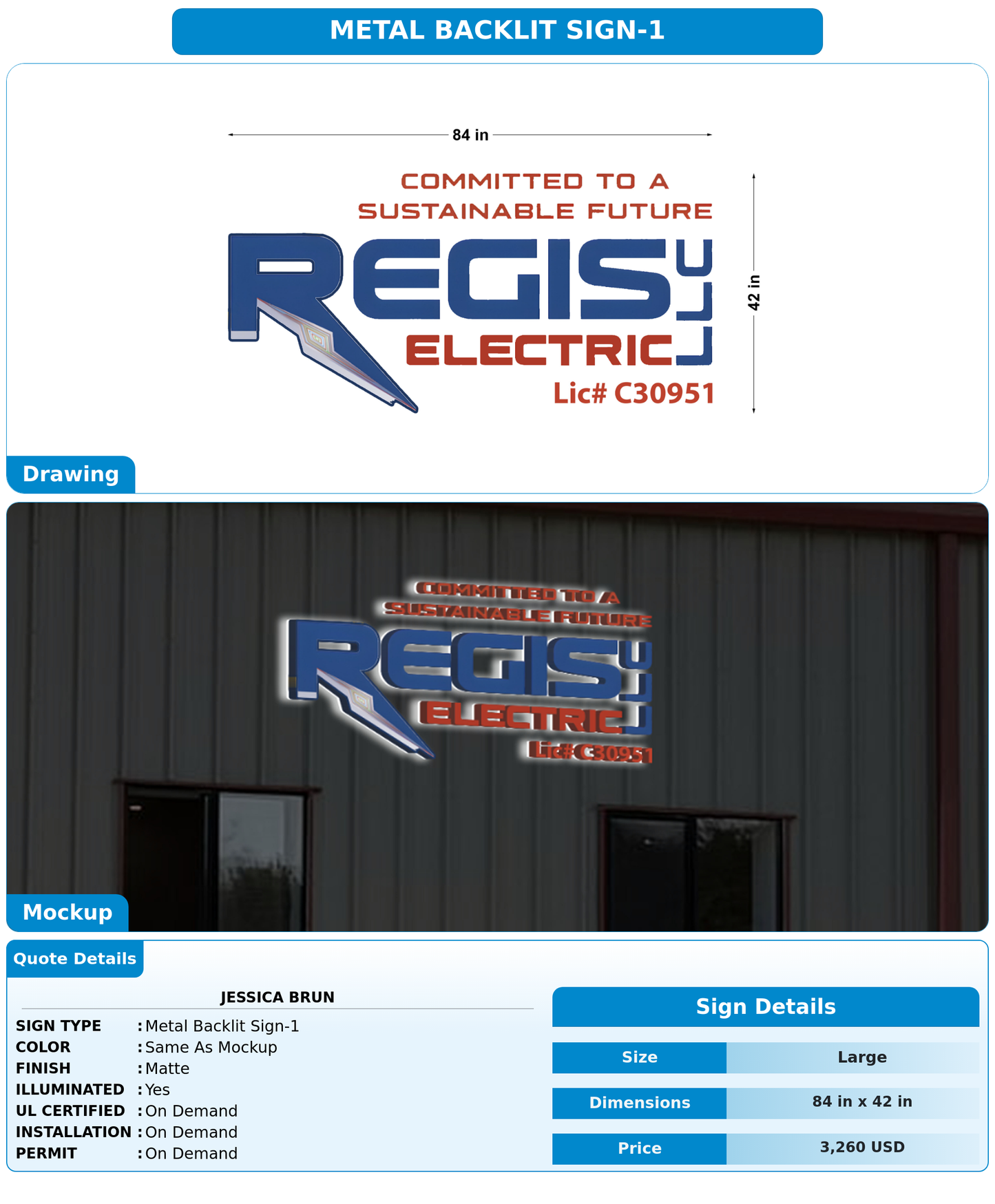CUSTOM MOCKUP SIGN FOR Jessica Brun