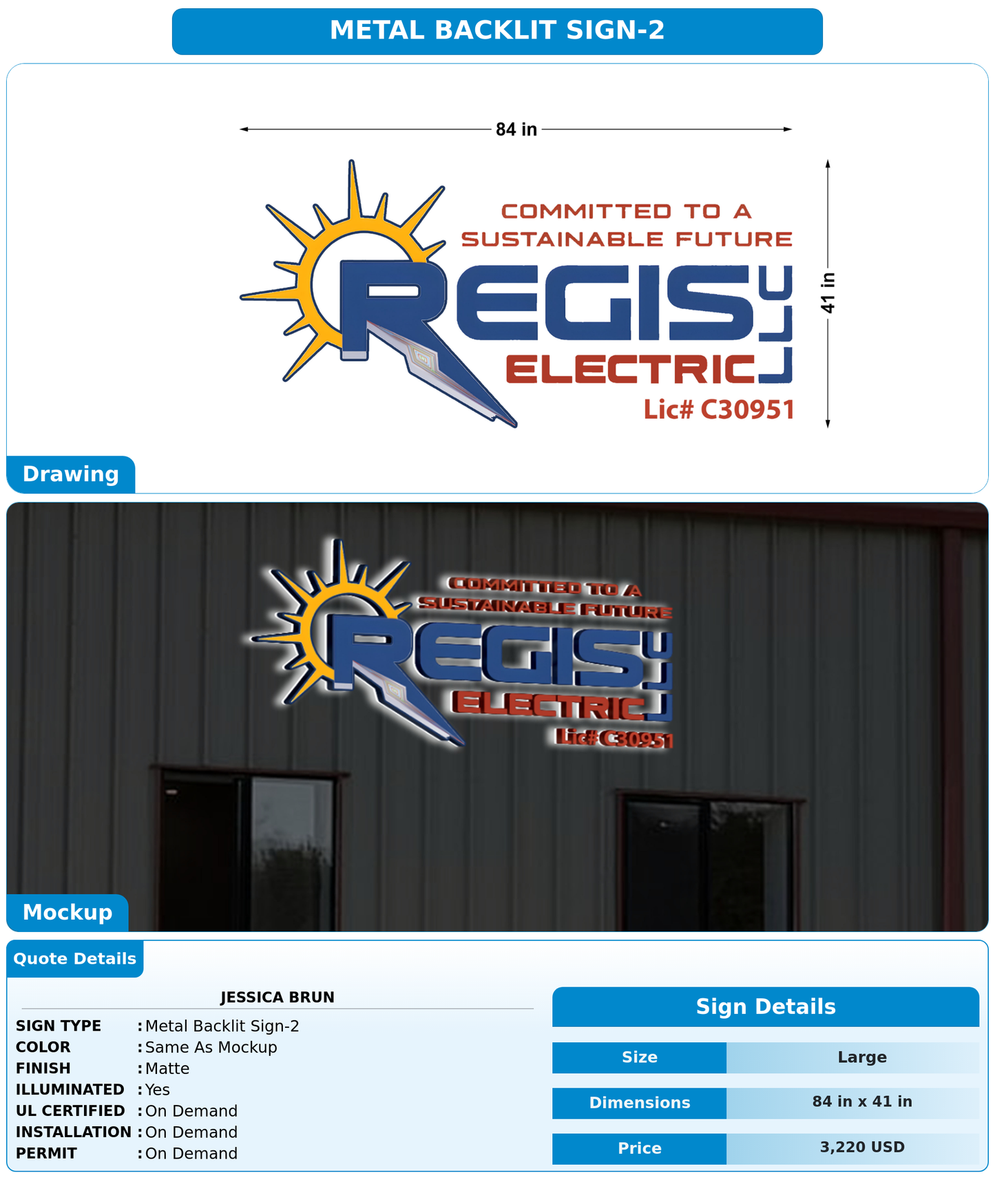 CUSTOM MOCKUP SIGN FOR Jessica Brun