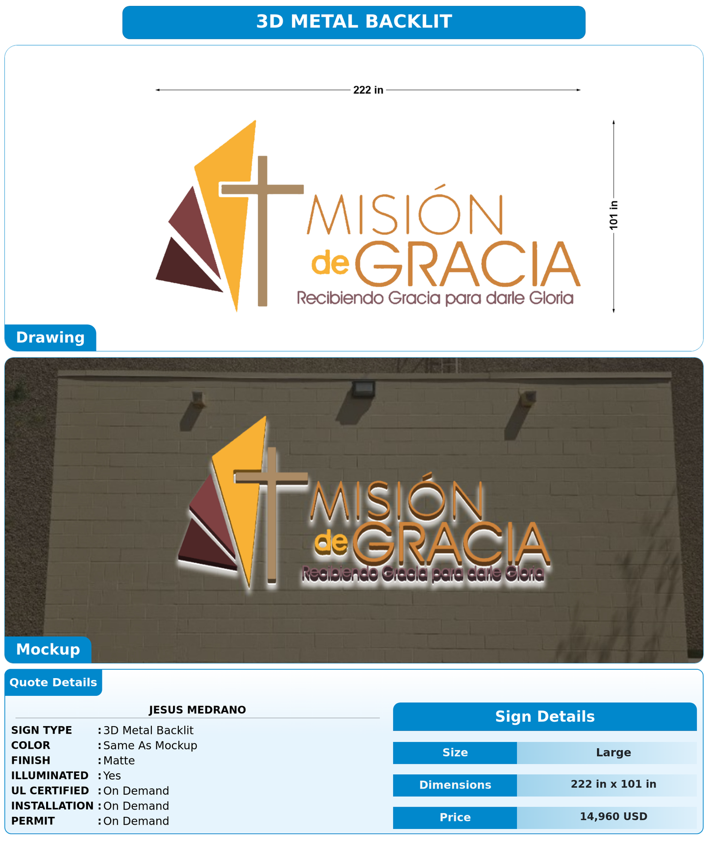 CUSTOM MOCKUP SIGN FOR Jesus Medrano