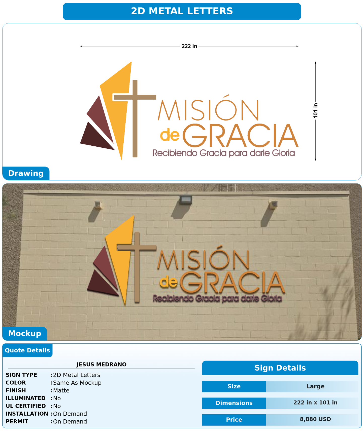 CUSTOM MOCKUP SIGN FOR Jesus Medrano