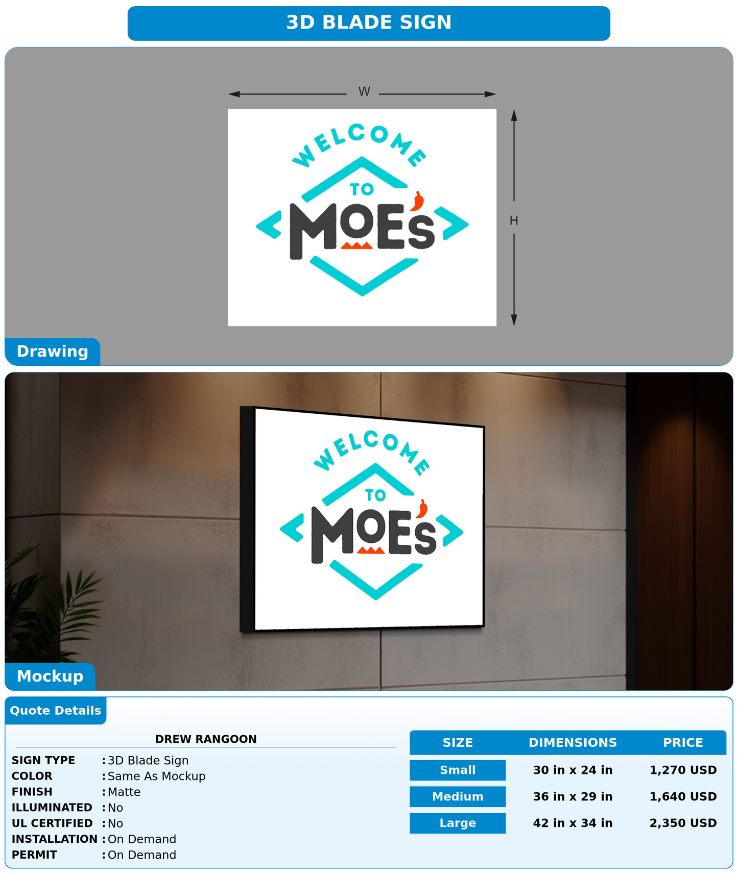 CUSTOM MOCKUP SIGN FOR Drew Rangoon
