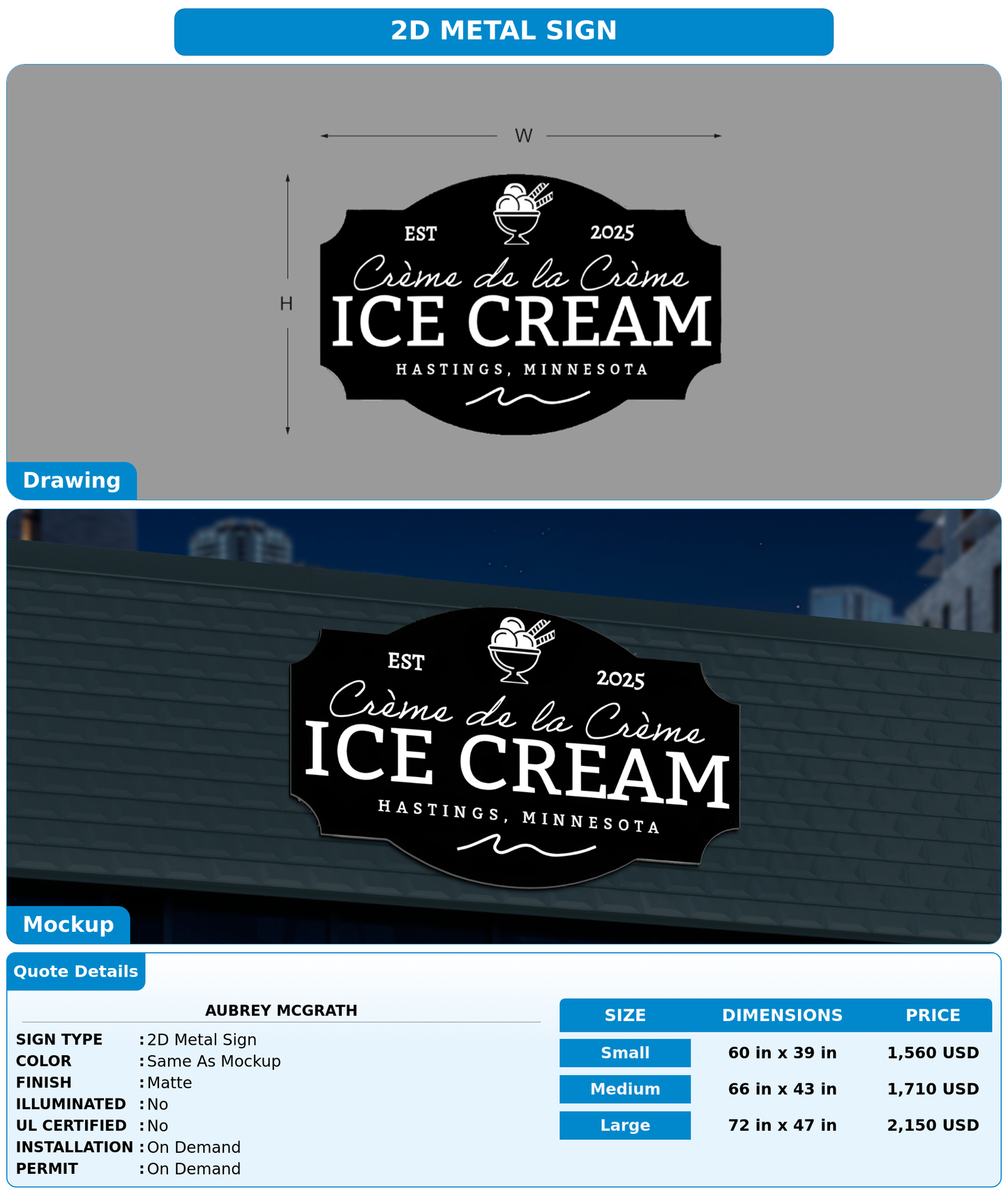 CUSTOM MOCKUP SIGN FOR Aubrey McGrath