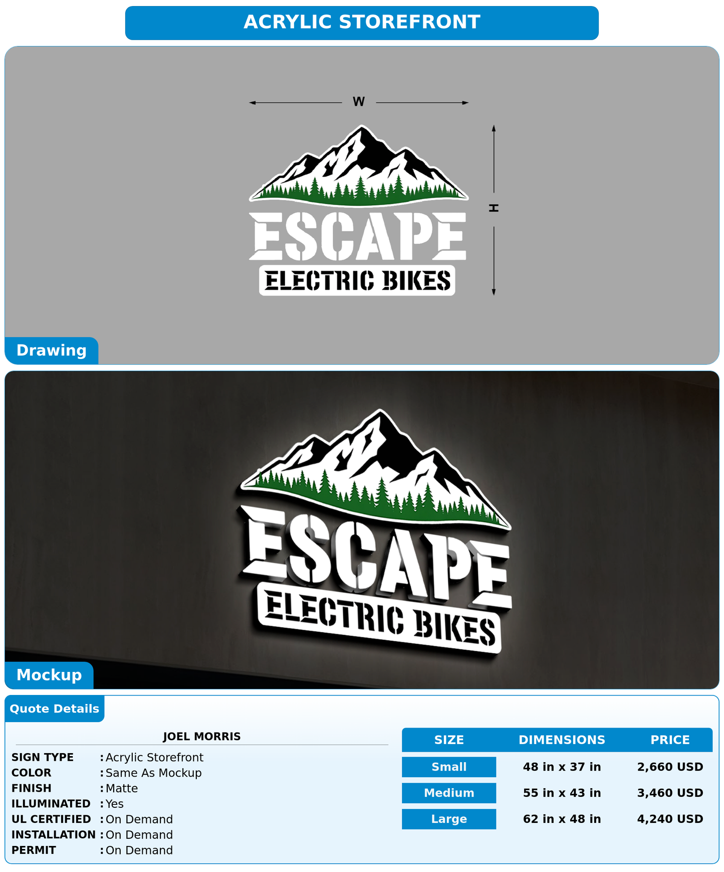 CUSTOM MOCKUP SIGN FOR Joel Morris